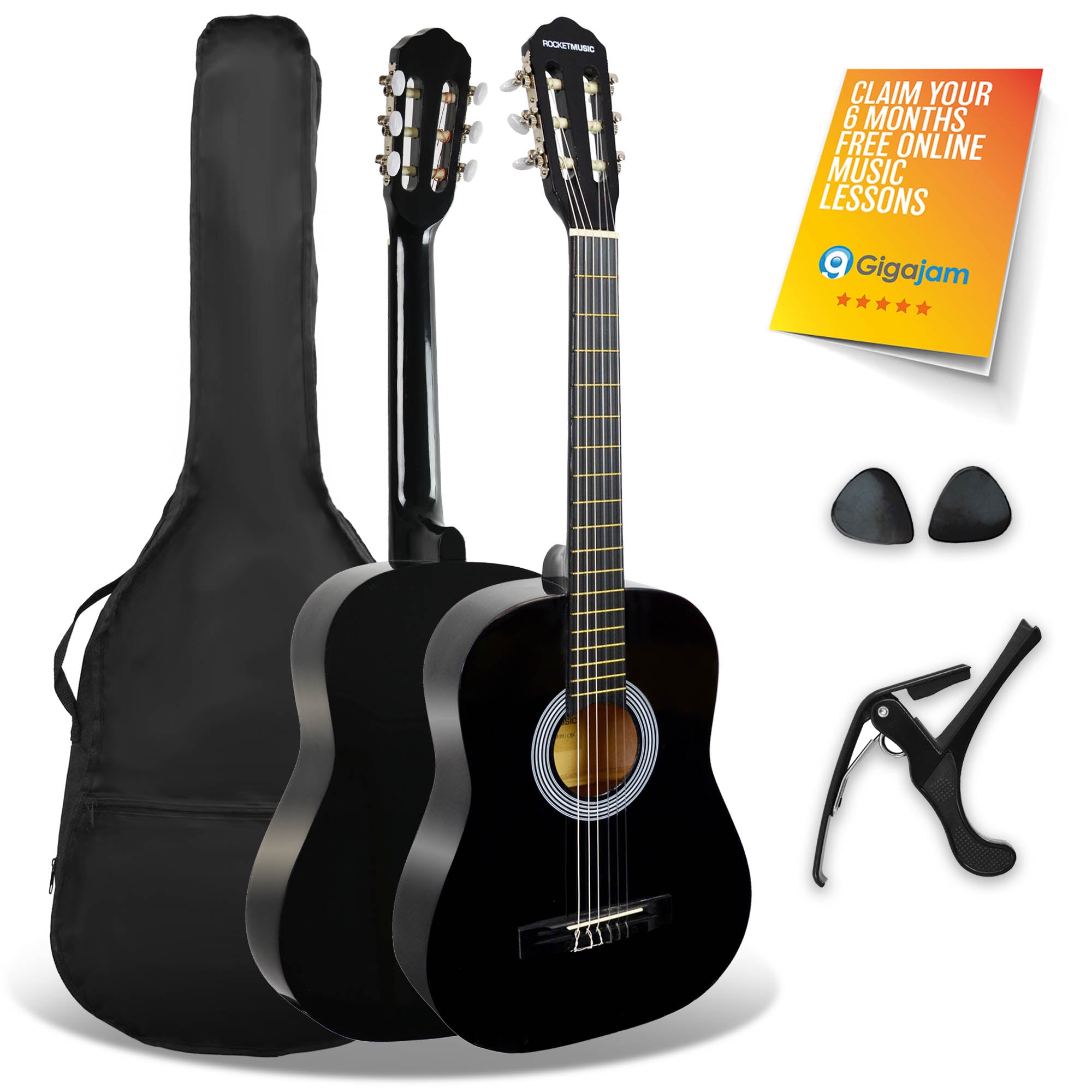 XF 3/4 Size Classical Guitar Pack Black Classical Guitars#Colour_Black