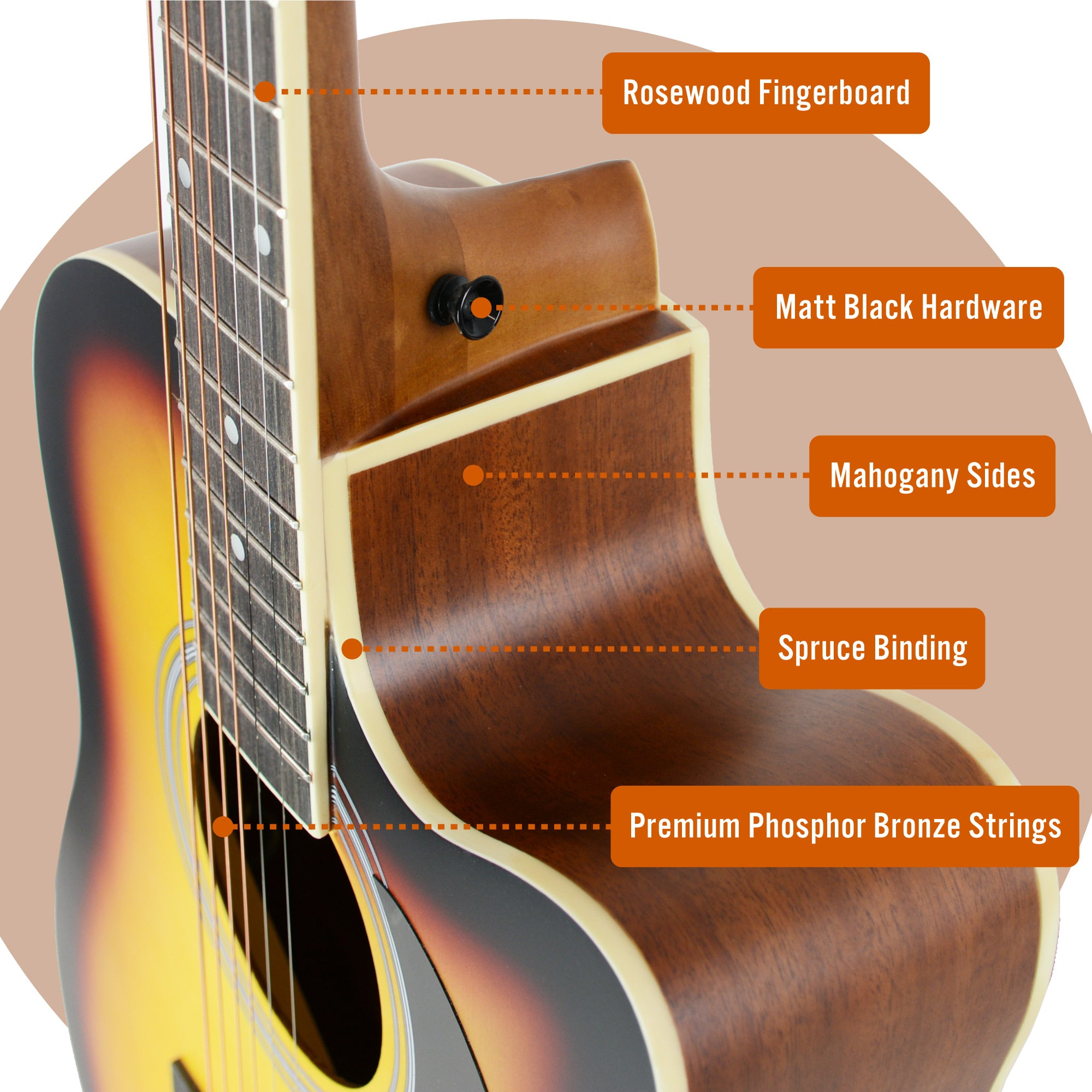 MX Cutaway Acoustic Guitar Pack#Colour_Sunburst
