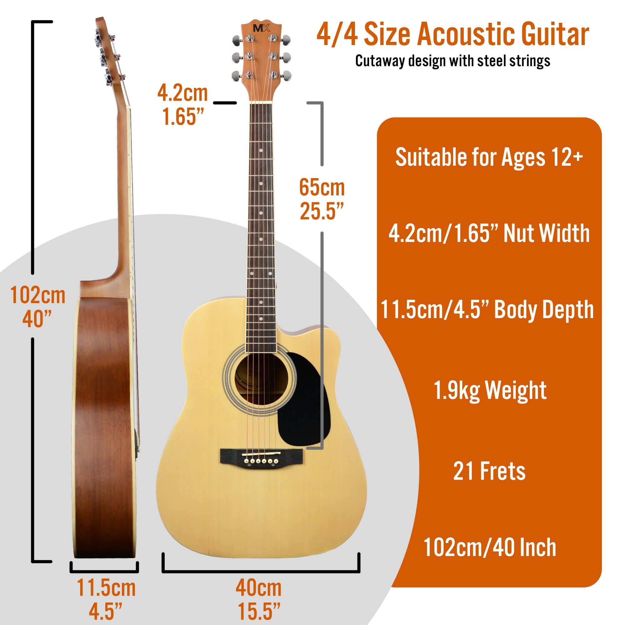 MX Cutaway Acoustic Guitar Pack#Colour_Natural