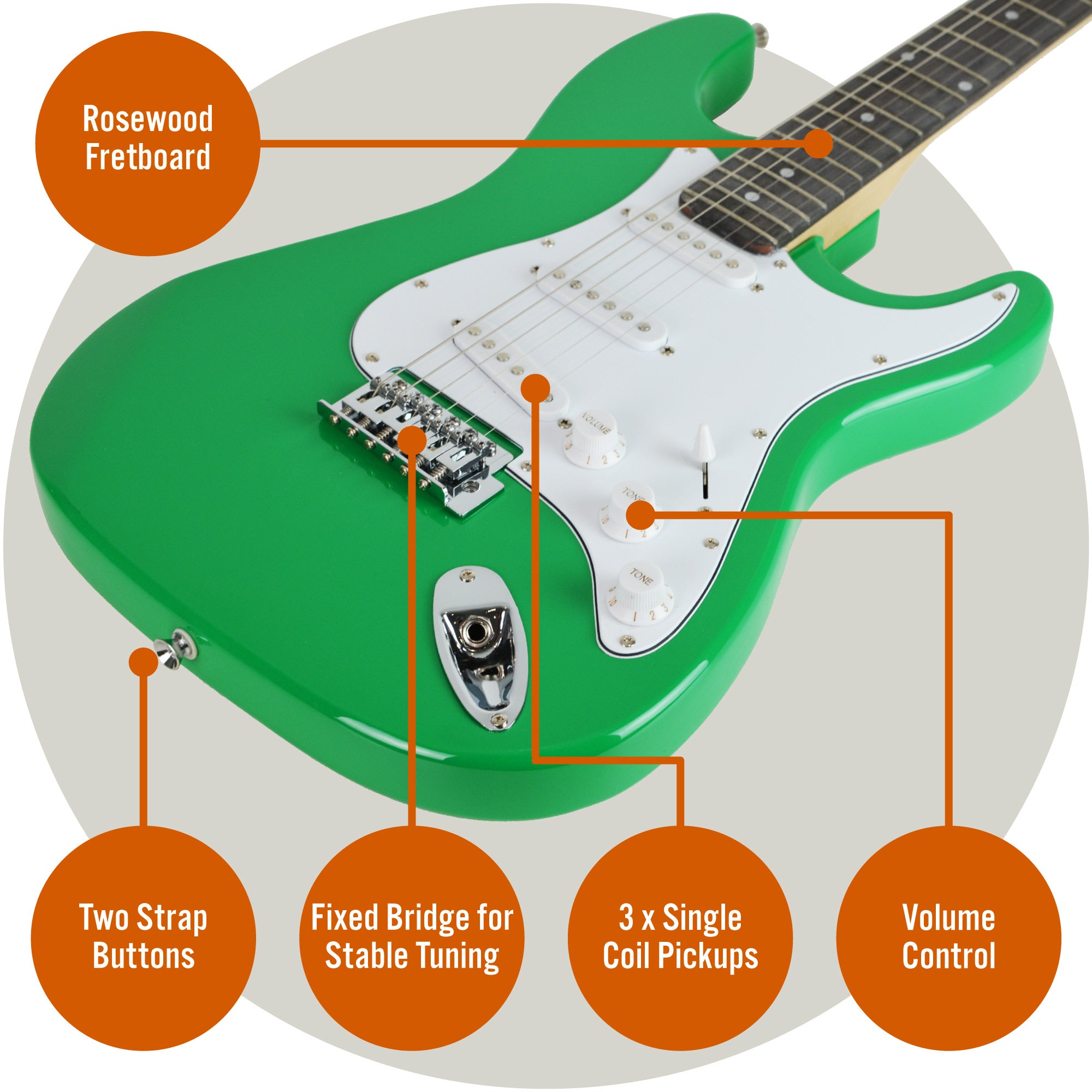 3rd Avenue Full Size Electric Pack Electric Guitars#Colour_Green