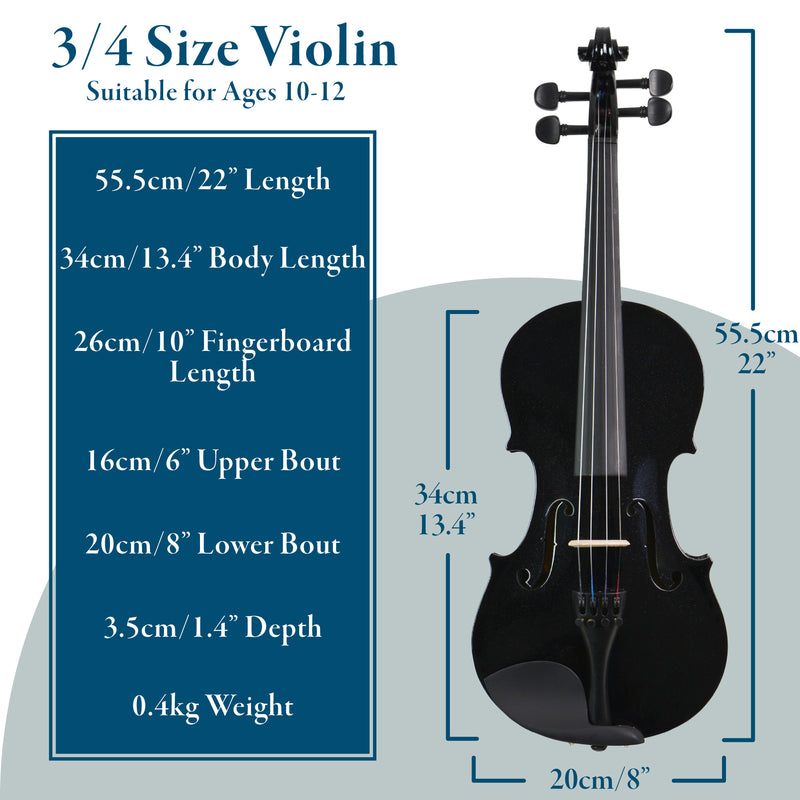 Forenza Uno Series 3/4 Size Black Violin Outfit