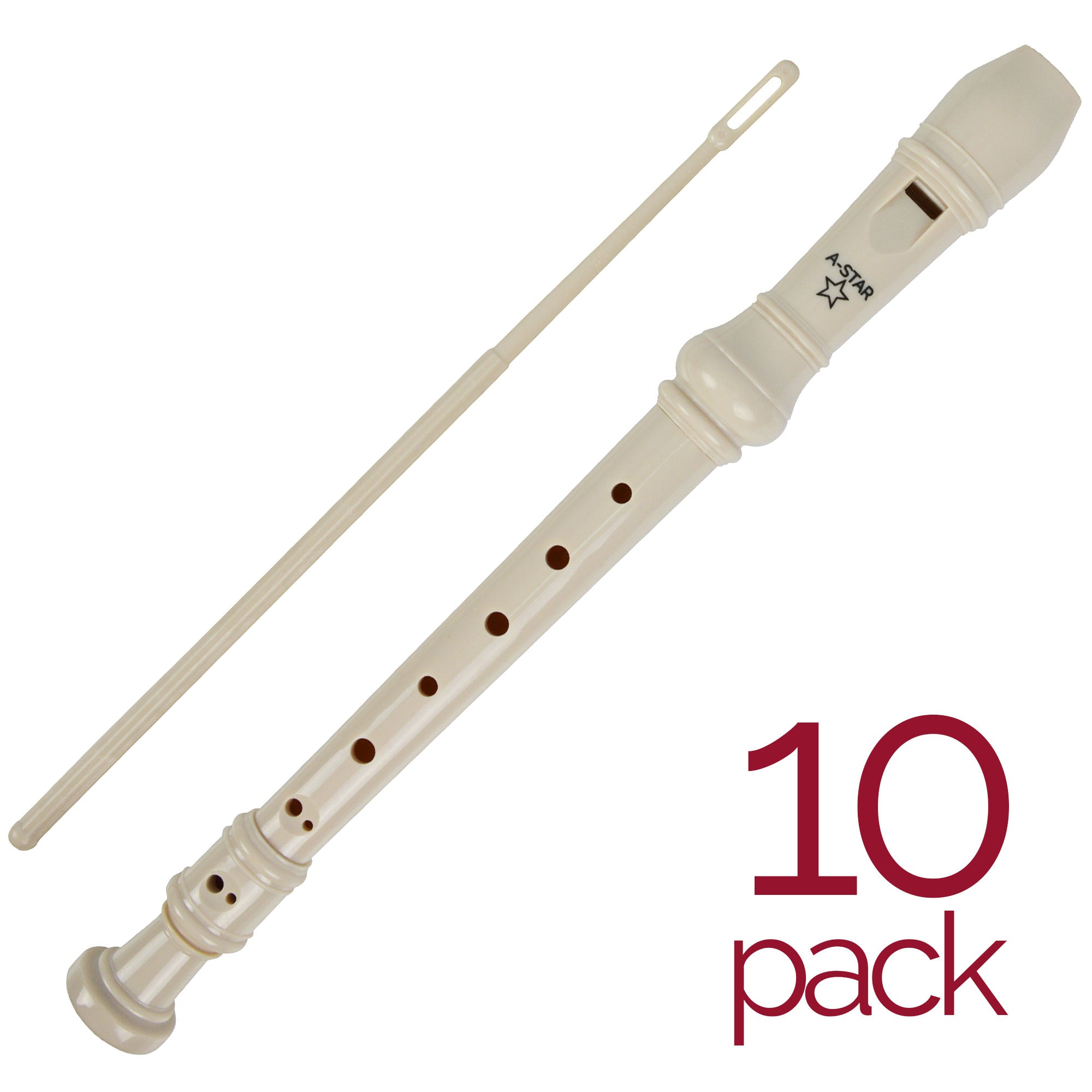 A-Star Descant Plastic Beige Recorder Pack Recorders#Size_Pack of 10