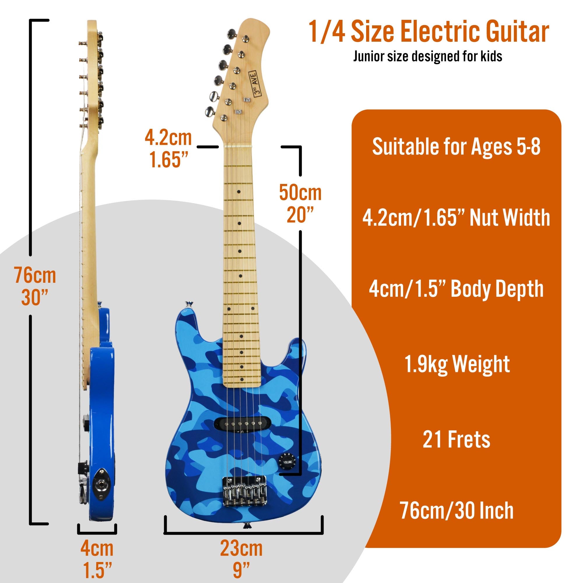 3rd Avenue Junior Electric Guitar Pack Electric Guitars#Colour_Blue Camo
