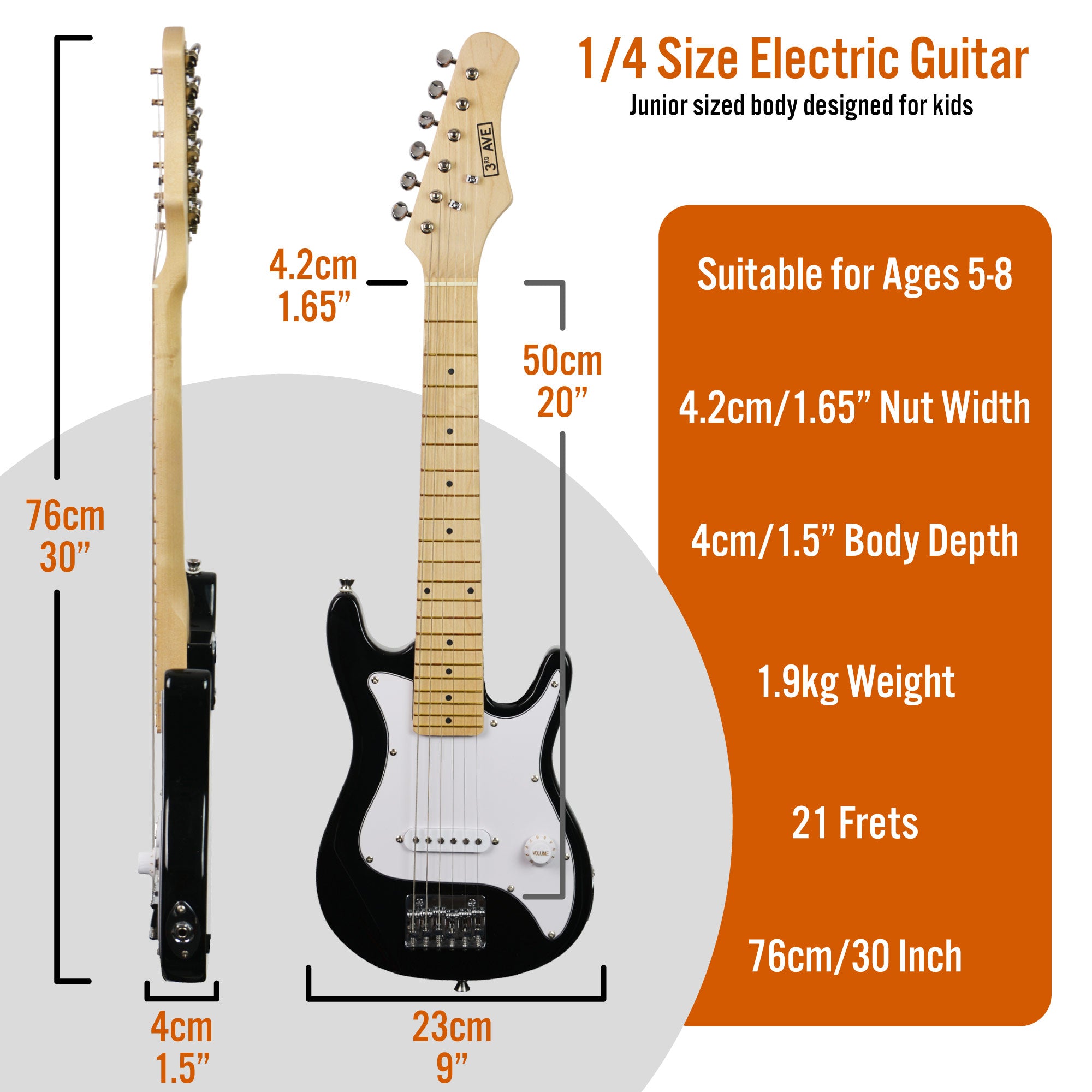 3rd Avenue Junior Electric Guitar Pack Pink Electric Guitars#Colour_Black and White