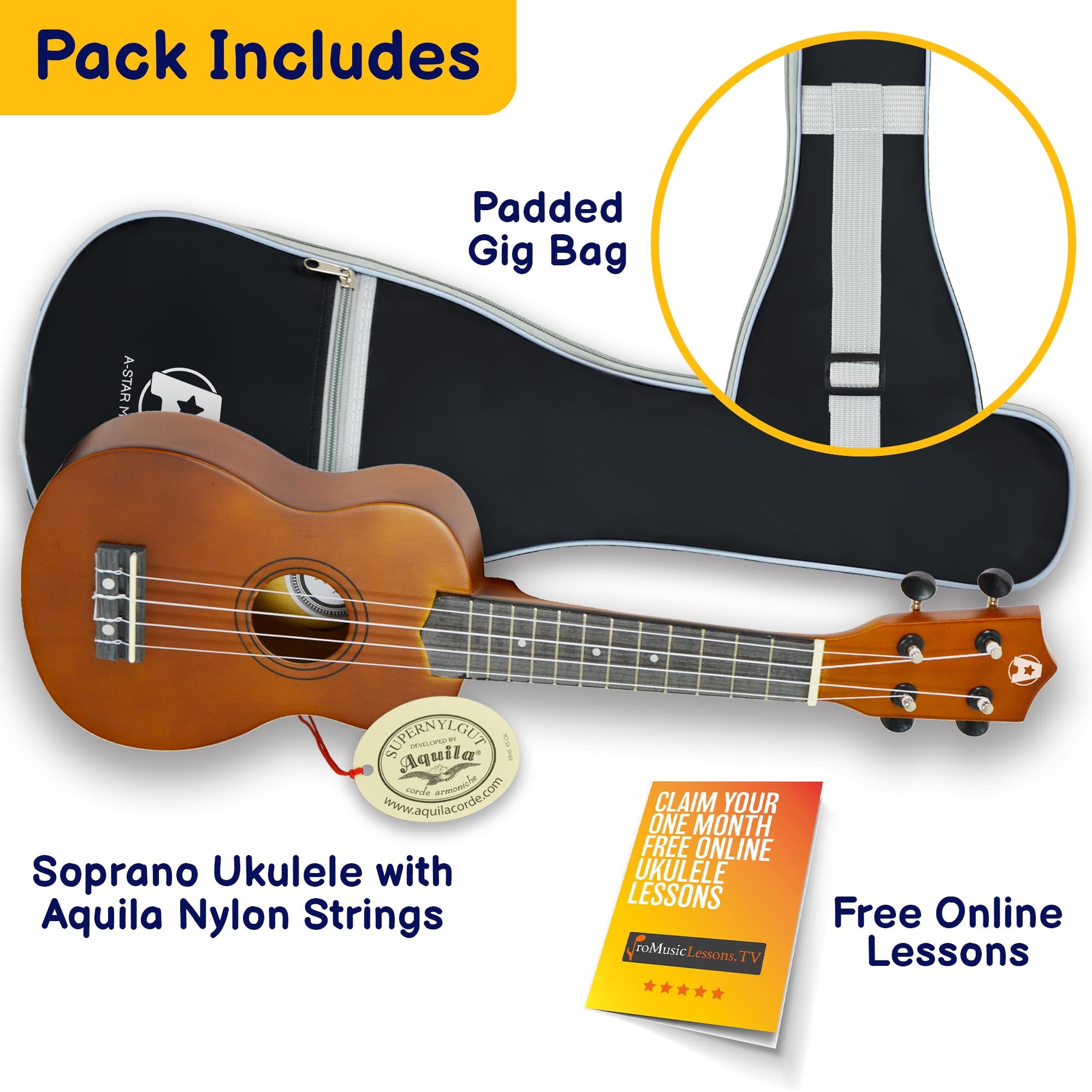 A-Star Soprano Ukulele With Bag Ukuleles#Colour_Natural