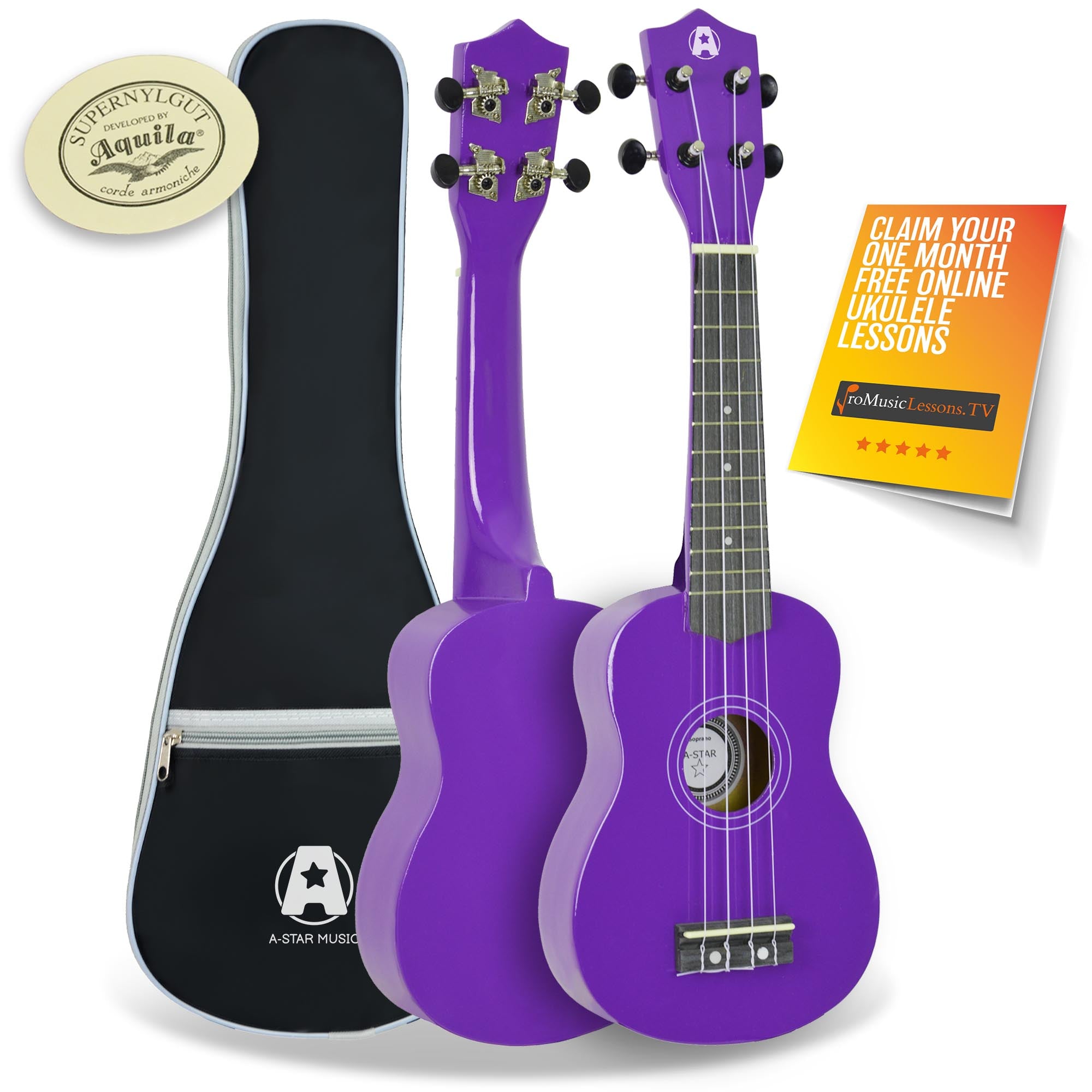 A-Star Soprano Ukulele With Bag Ukuleles#Colour_Purple