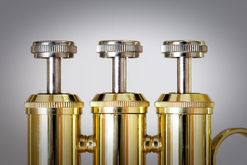 Detail view of the valves of a Brass instrument