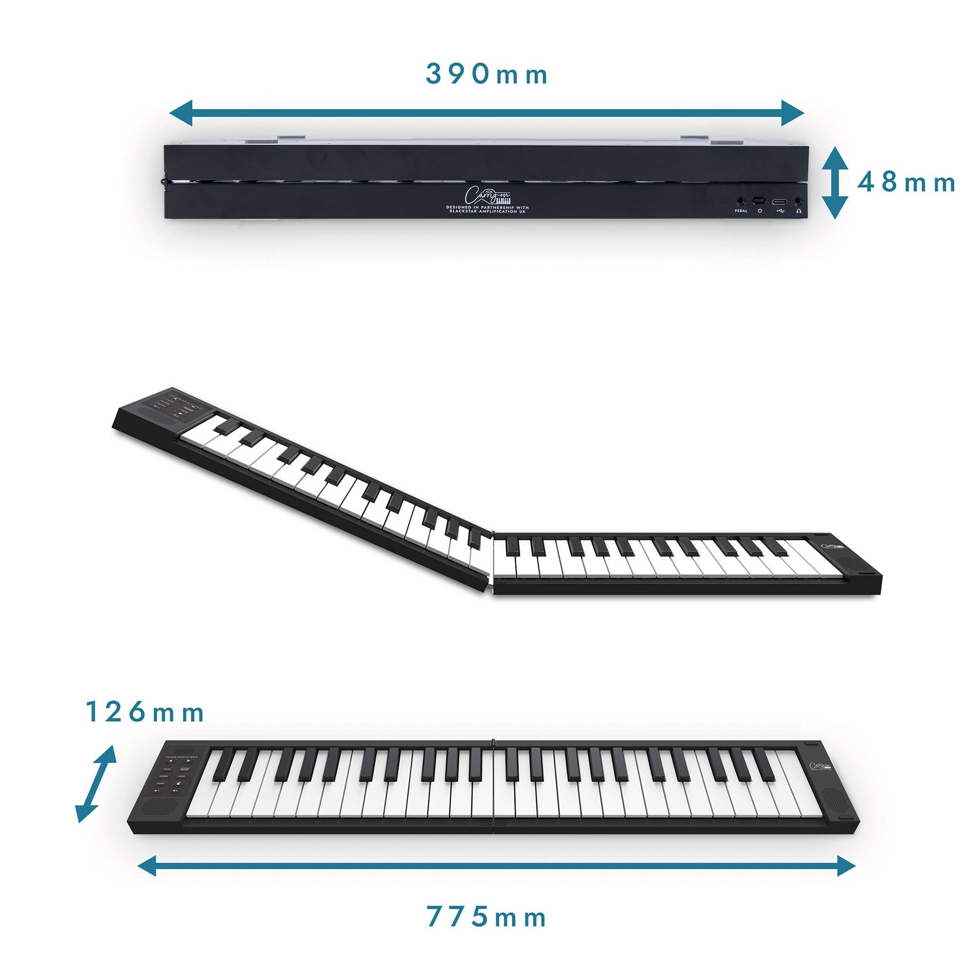 Carry-On 49 Key Touch Sensitive Folding Piano#Colour_Black