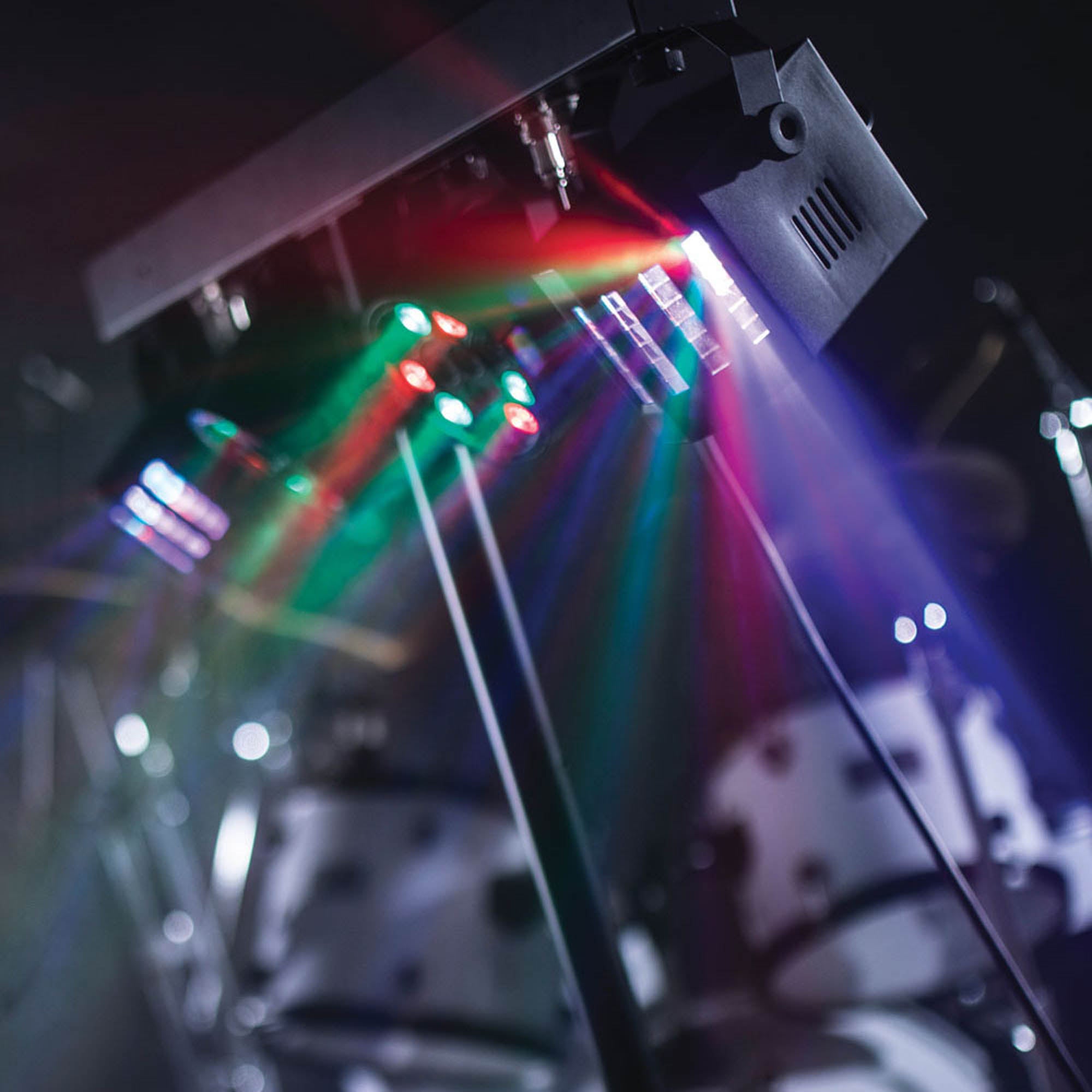 QTX Portable DJ Lighting Kit with Wash Lights, Derby Effects and Stand