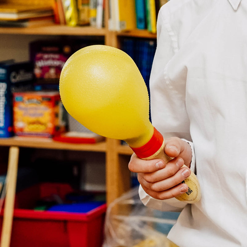 A-Star Wood Handled Plastic Maracas Pair Yellow