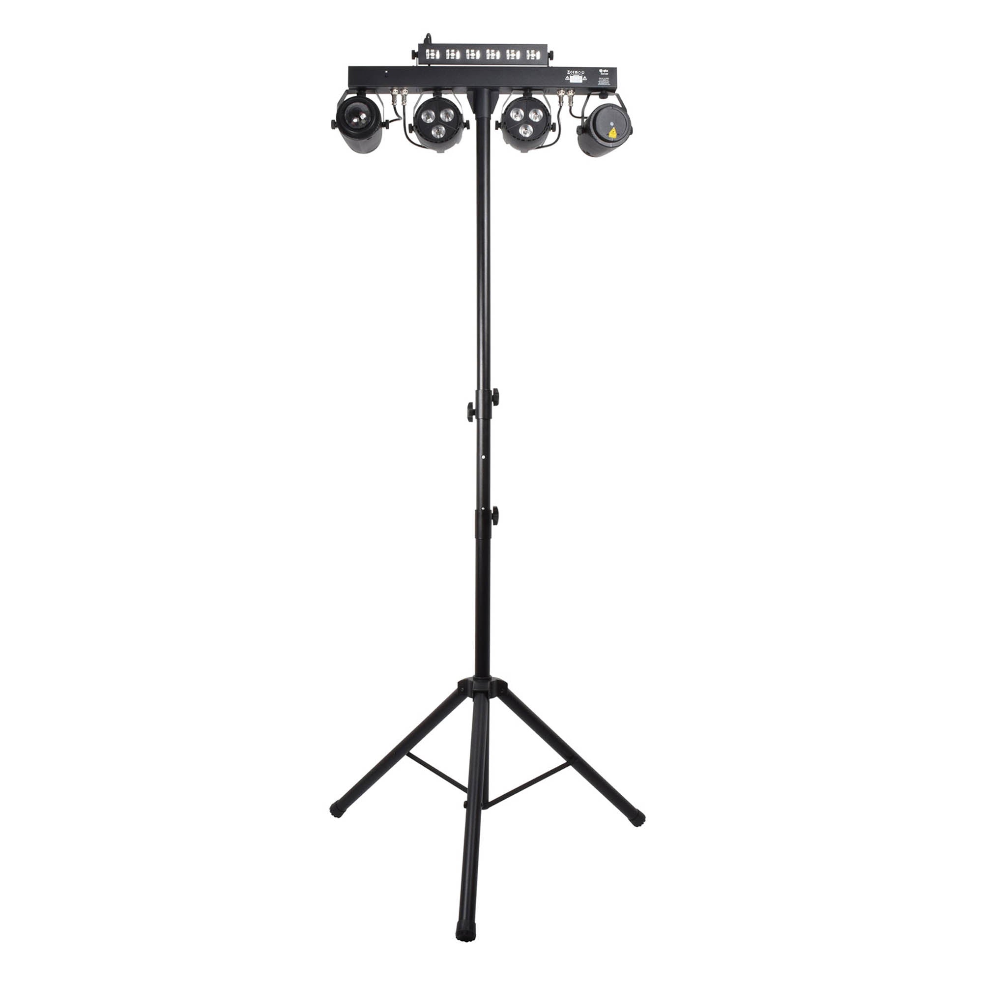QTX Multi-Effect DJ Light Bar with Wash Lights, Ball Effect, Laser, UV and Strobe on Stand