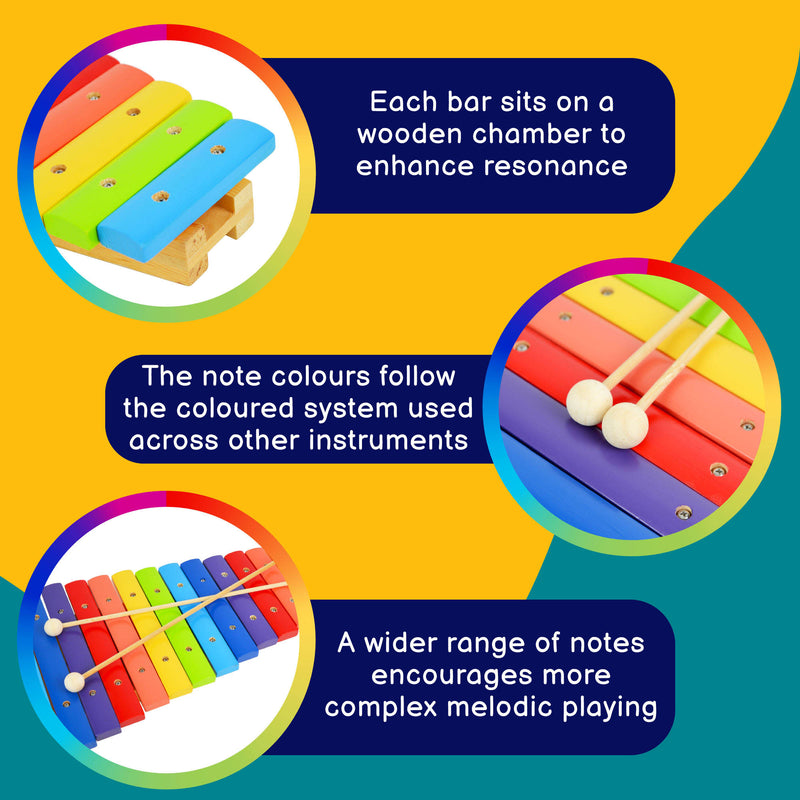 A-Star 15 Note Rainbow Xylophone with Beaters