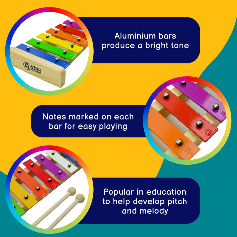 A-Star 8 Note Glockenspiel - Coloured Keys