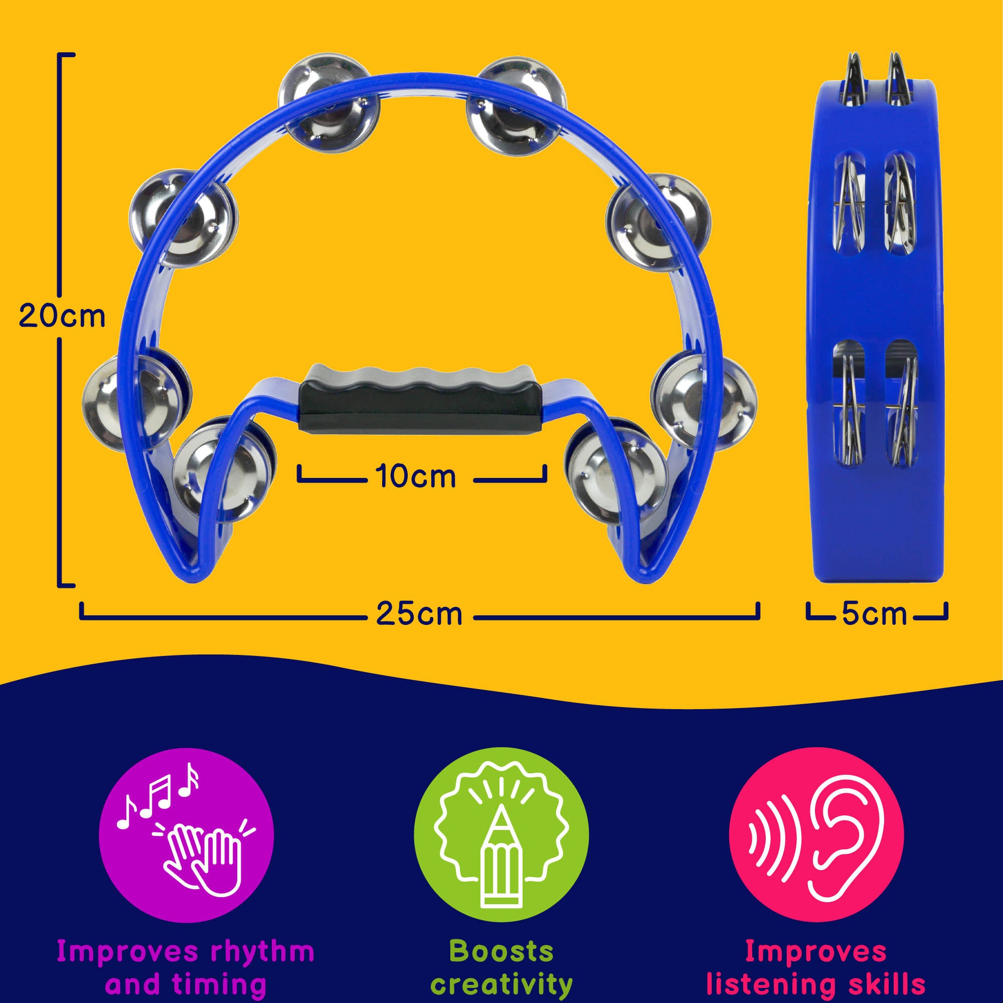 A-Star Half Moon Tambourine Tambourines, Tambours and Drums#Colour_Blue