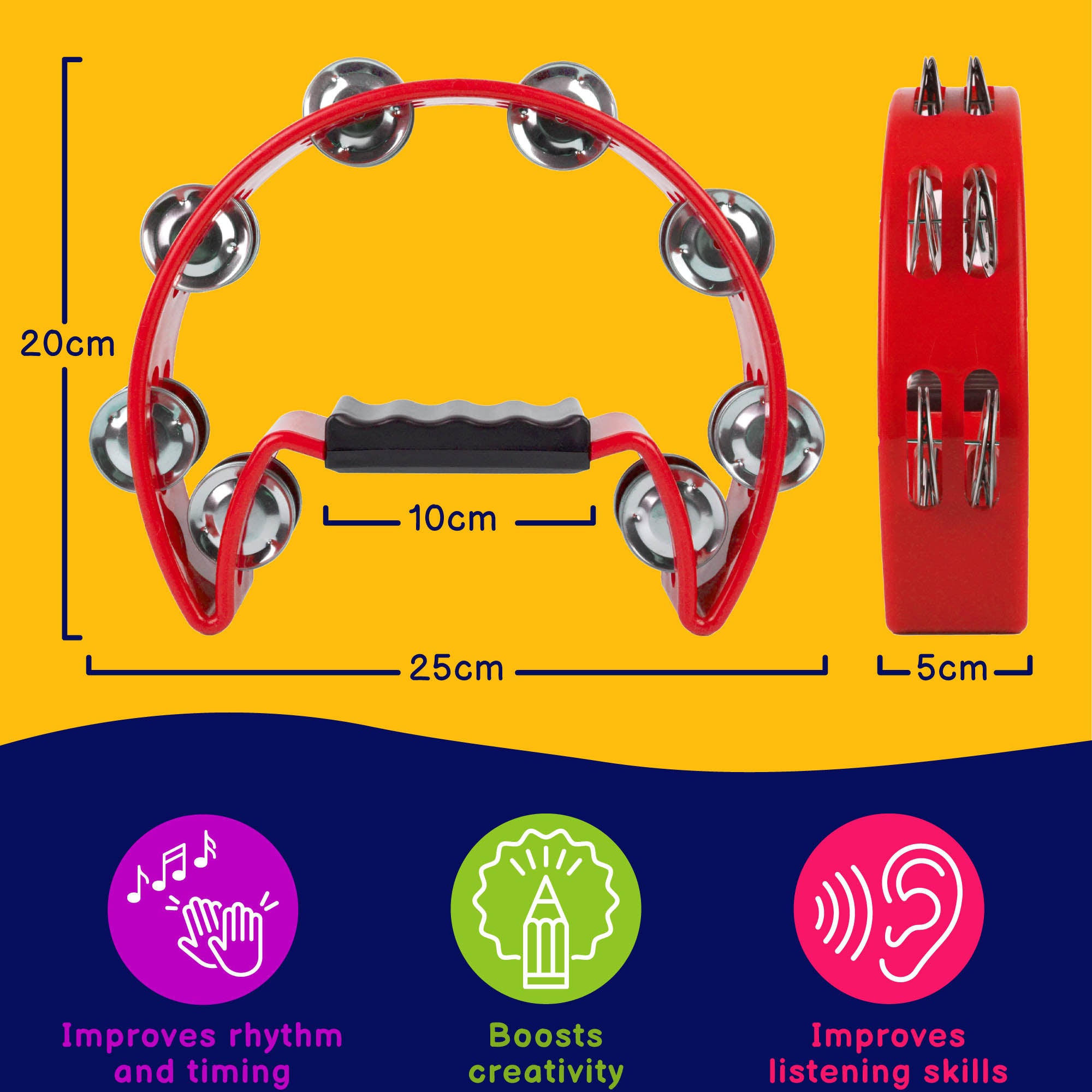 A-Star Half Moon Tambourine Red Tambourines, Tambours and Drums#Colour_Red