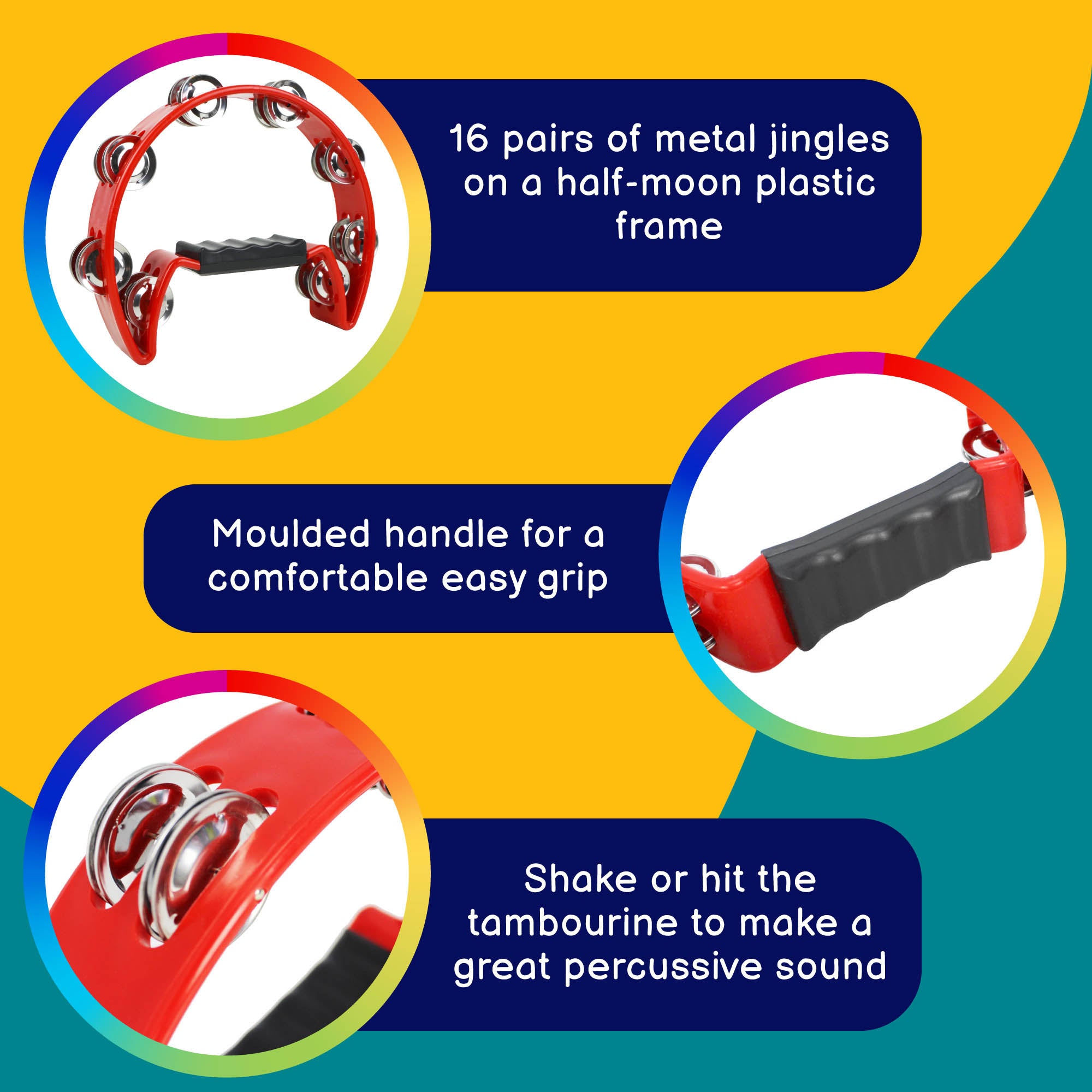A-Star Half Moon Tambourine Red Tambourines, Tambours and Drums#Colour_Red