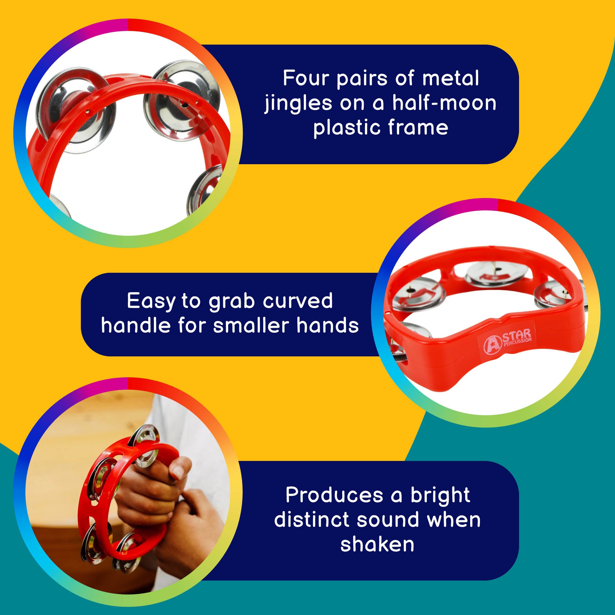 A-Star Mini Tambourine Tambourines, Tambours and Drums#Colour_Red