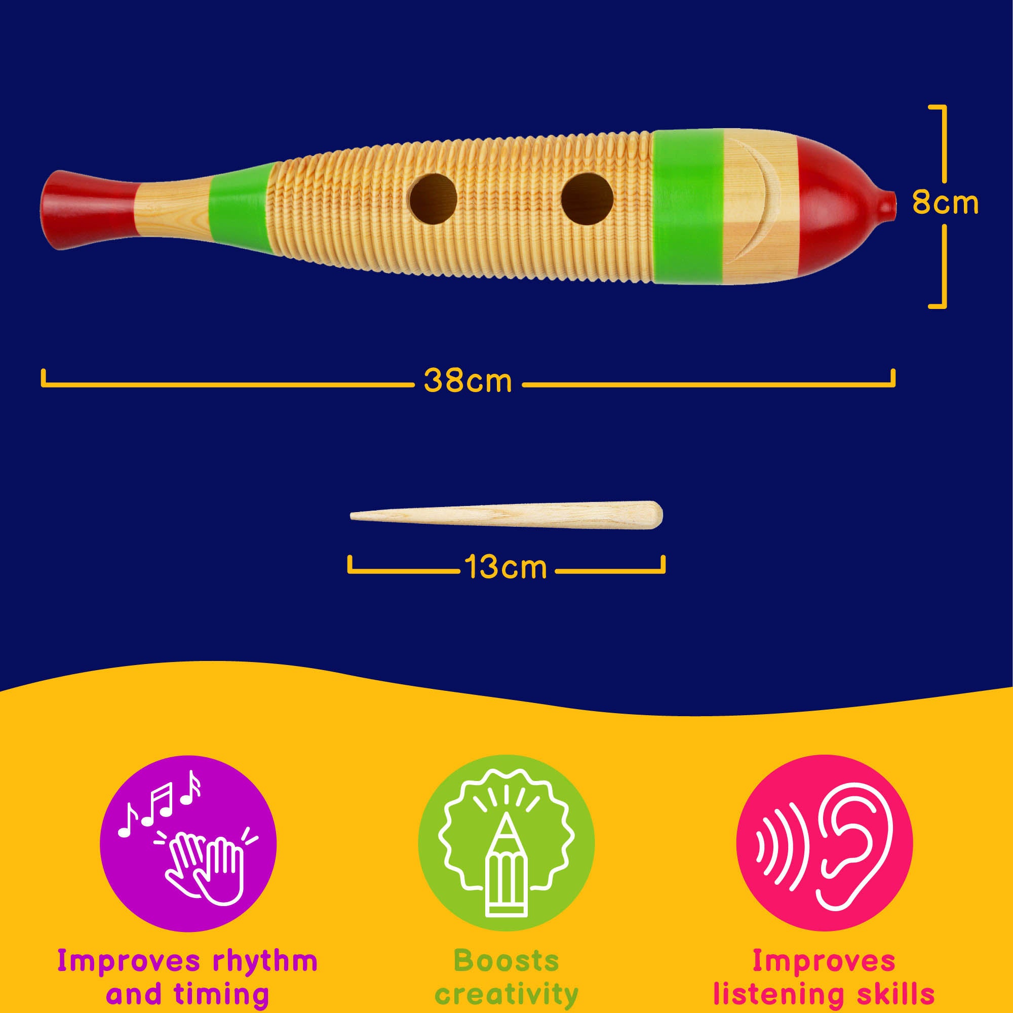 A-Star Fish Guiro Large Maracas, Shakers and Guiros#Size_Large