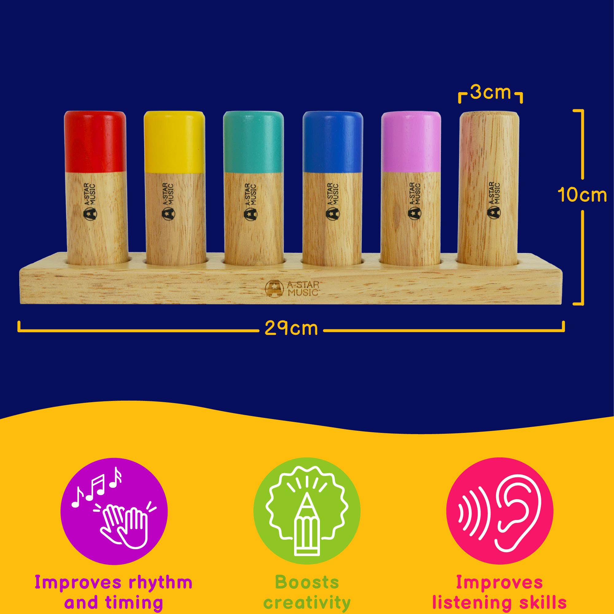 A-Star Wooden Musical Shakers - Set of 6
