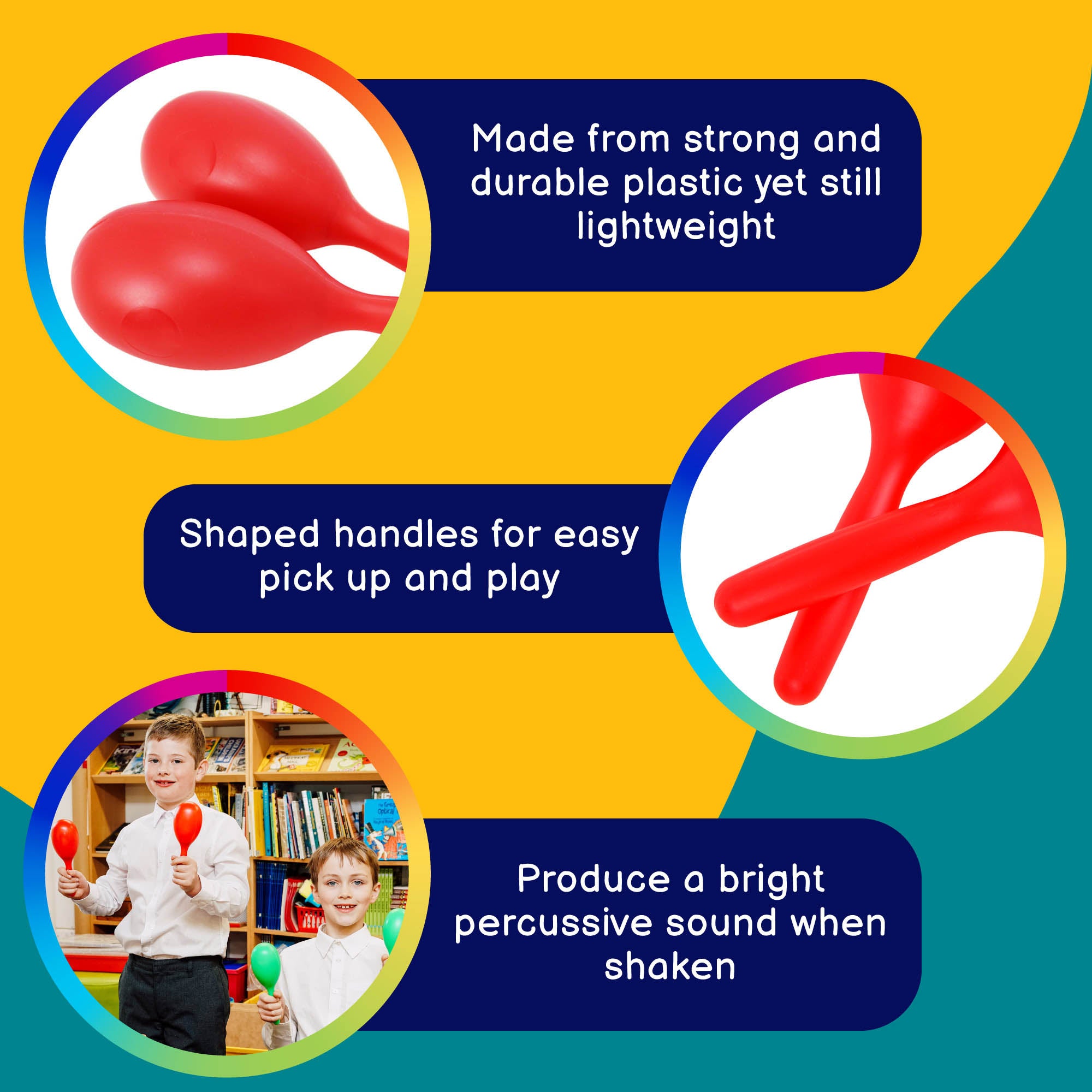 A-Star Plastic Maracas Medium Red Maracas, Shakers and Guiros#Colour_Red