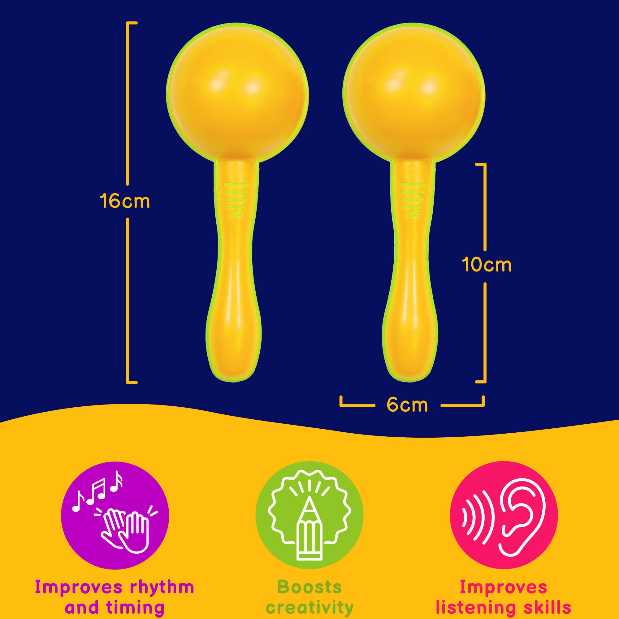 A-Star Plastic Maracas Small Yellow Maracas, Shakers and Guiros#Colour_Yellow