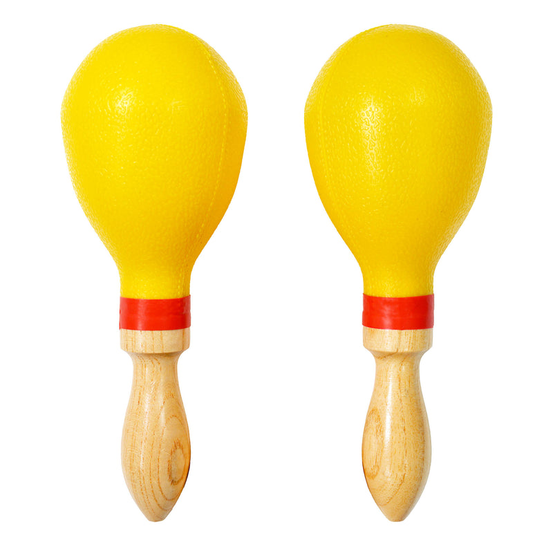 A-Star Wood Handled Plastic Maracas Pair Yellow