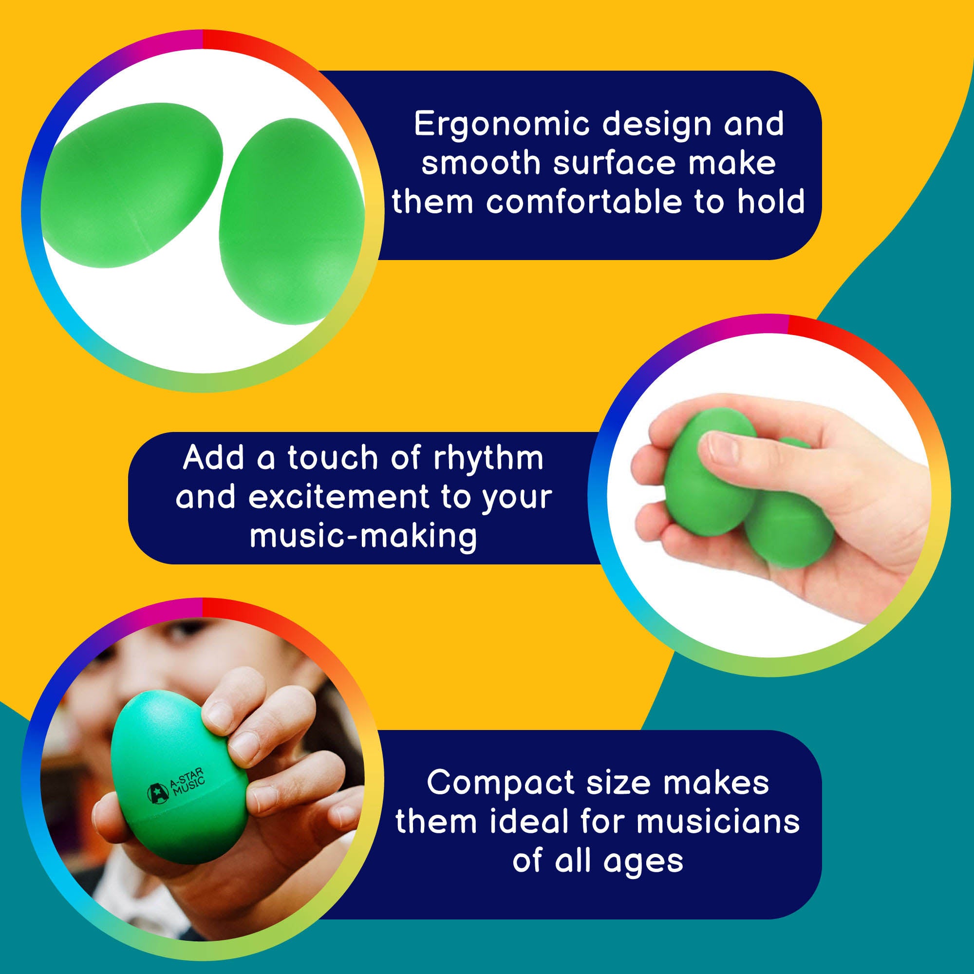 A-Star Pair of Egg Shakers Red Maracas, Shakers and Guiros#Colour_Green