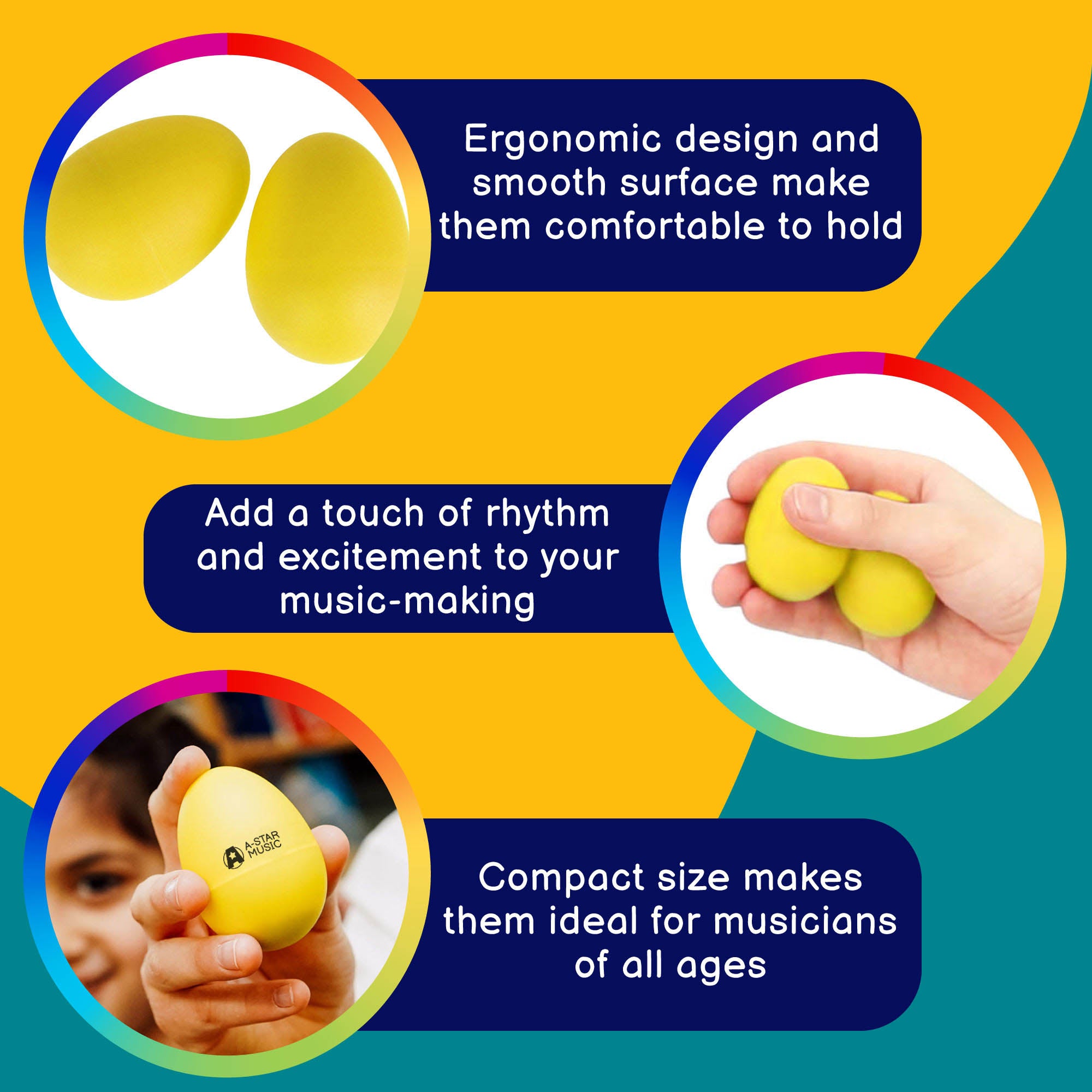 A-Star Pair of Egg Shakers Maracas, Shakers and Guiros#Colour_Yellow