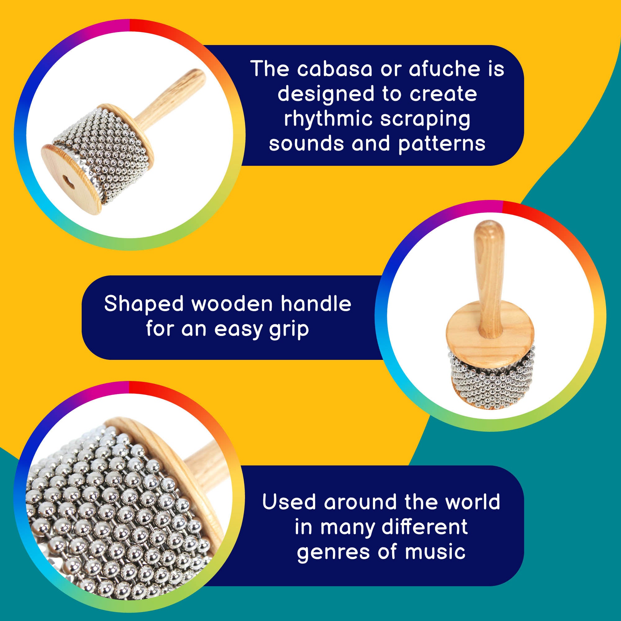 A-Star Beaded Afuche Cabasa Maracas, Shakers and Guiros#Size_Small