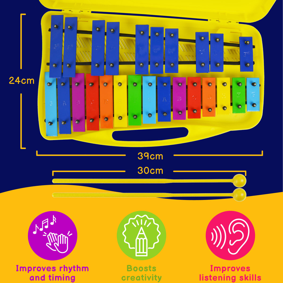 A-Star 25 Note Chromatic Glockenspiel - 30 Pack#Colour_Yellow