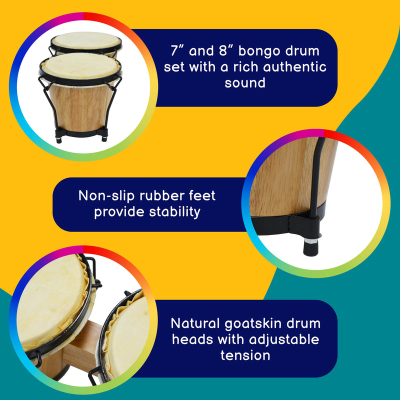 A-Star Bongos 7 Inch and 8 Inch Bongo Drums