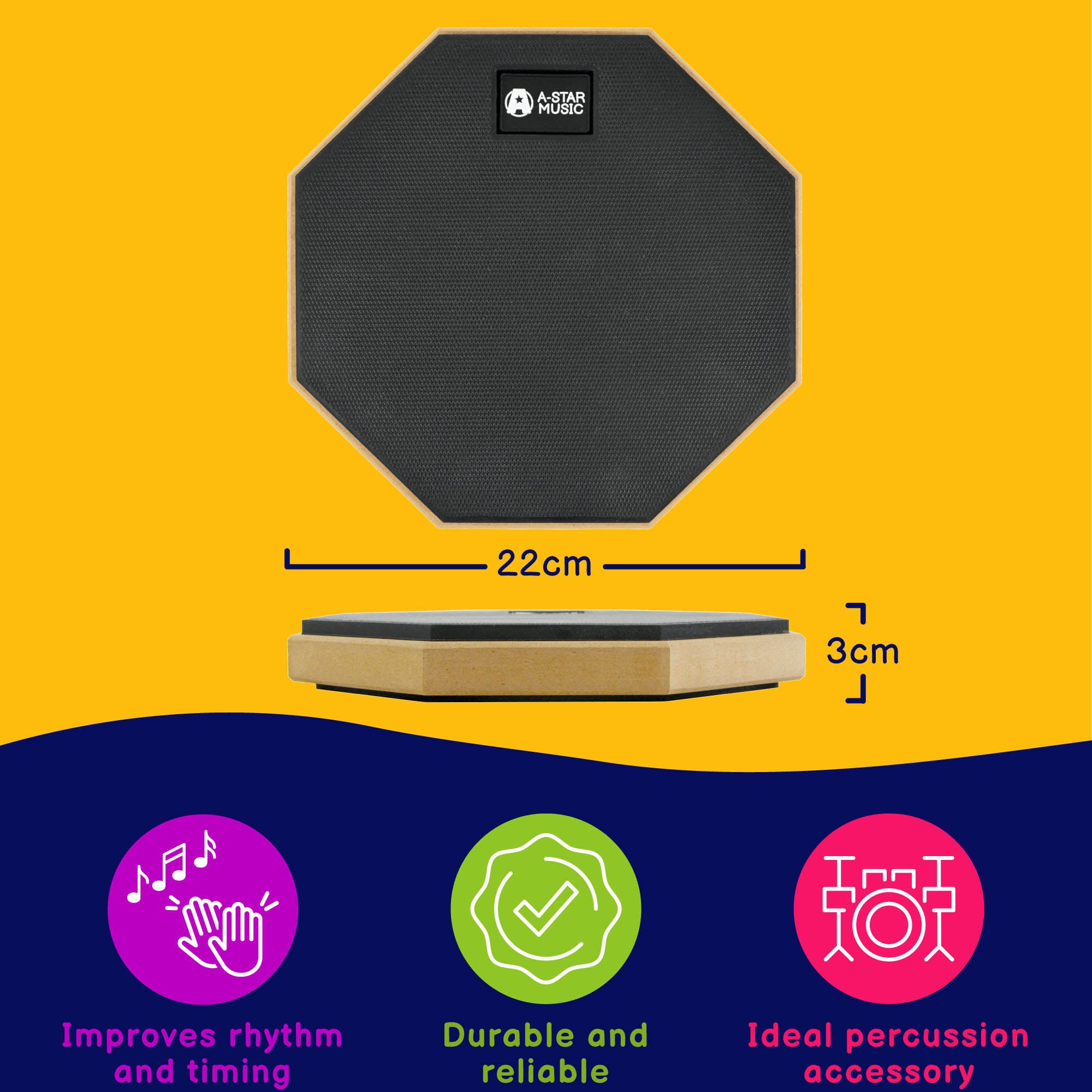 A-Star Drum Practice Pad 8 Inch