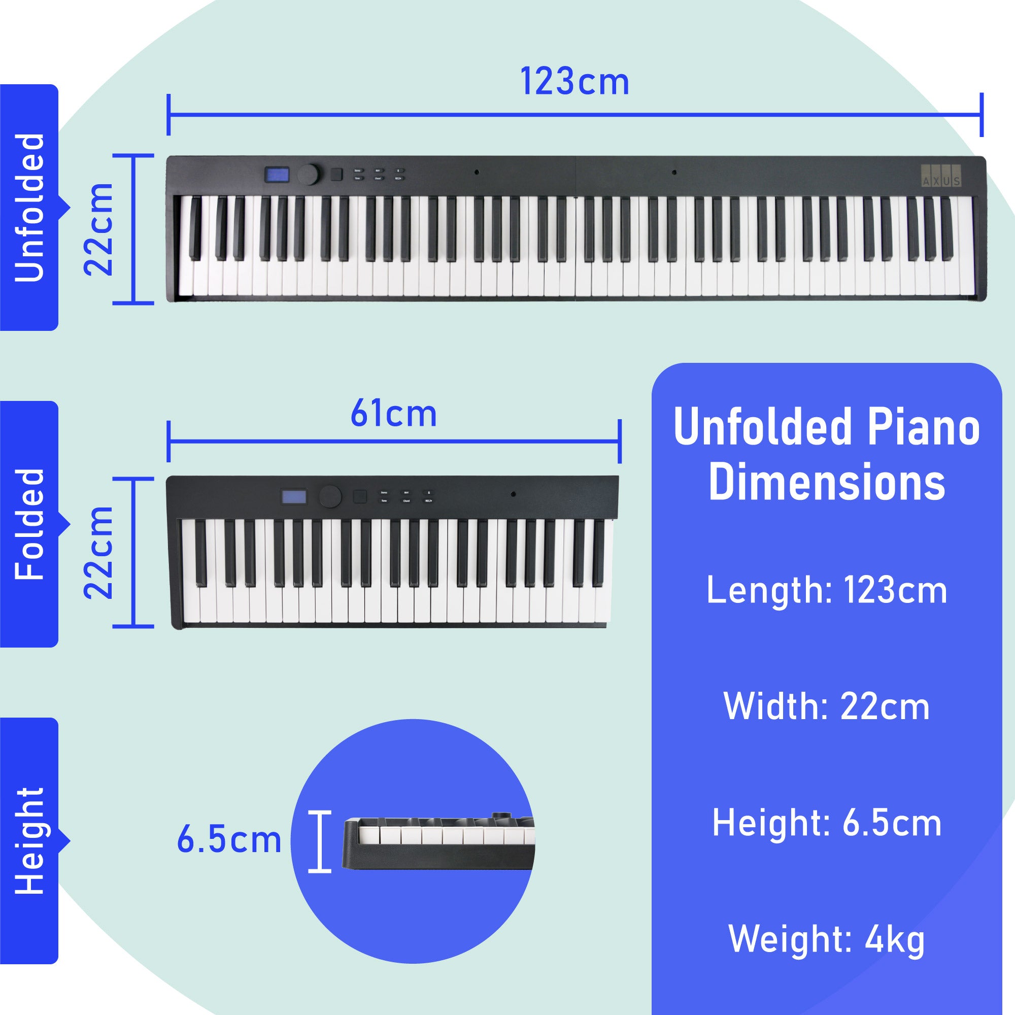 Axus AXF12 88 Note Folding Digital Piano