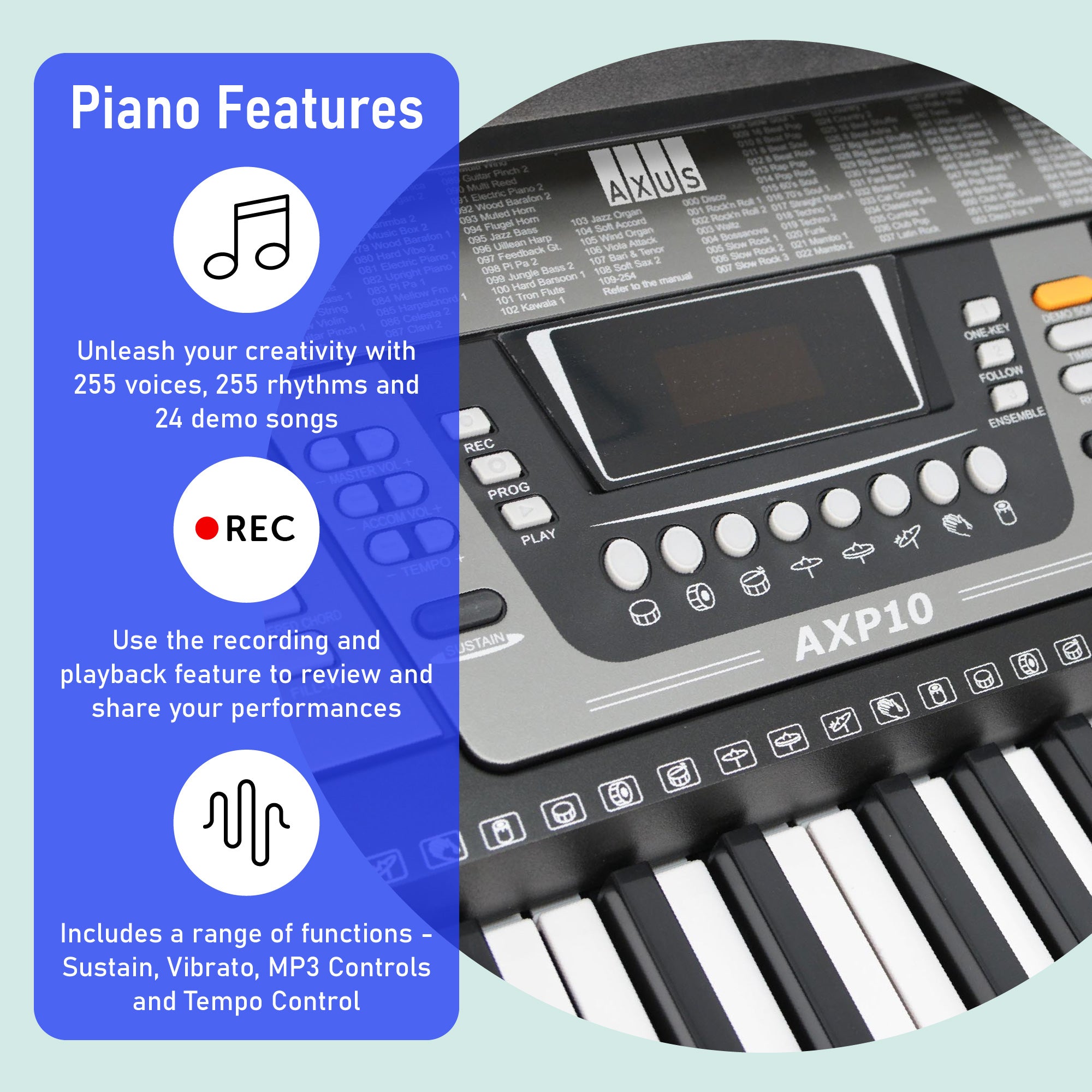 Axus AXP10 61 Note Portable Keyboard Package