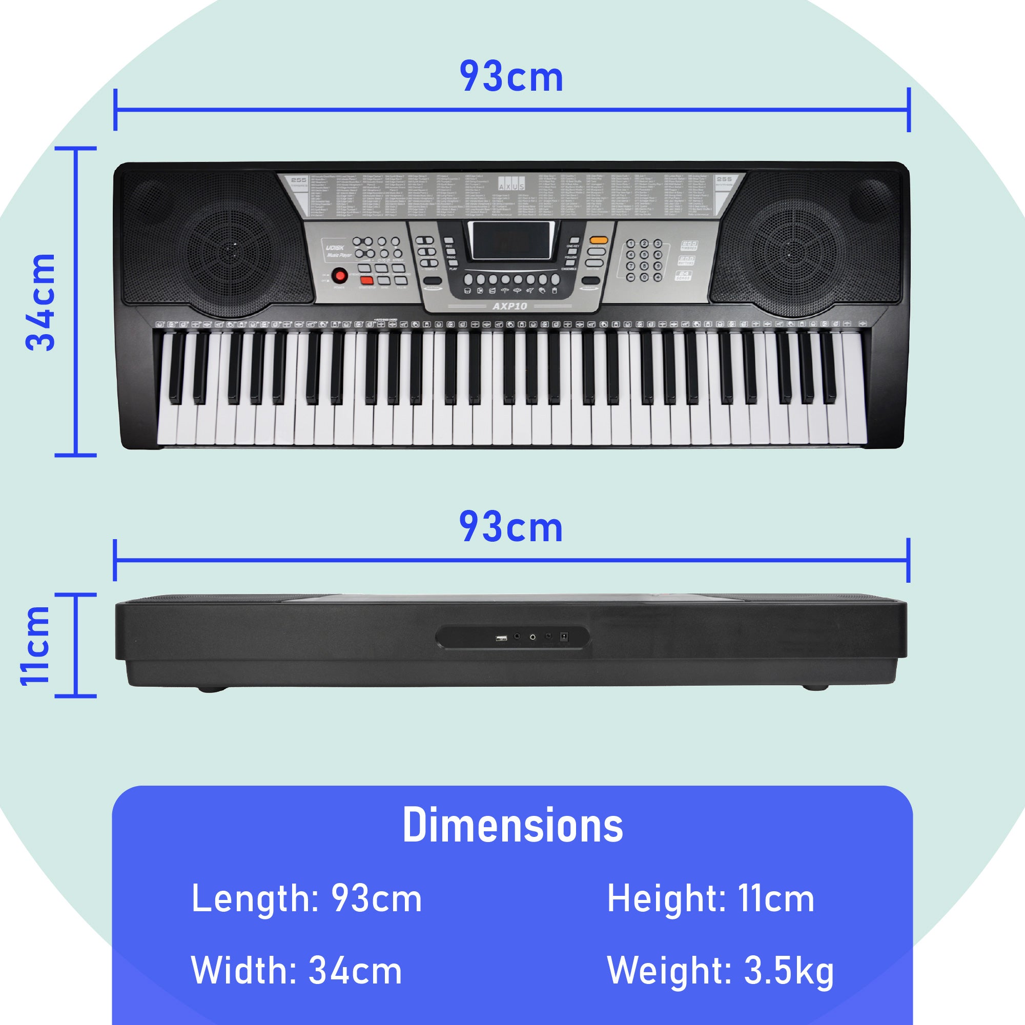 Axus AXP10 61 Note Portable Keyboard Package