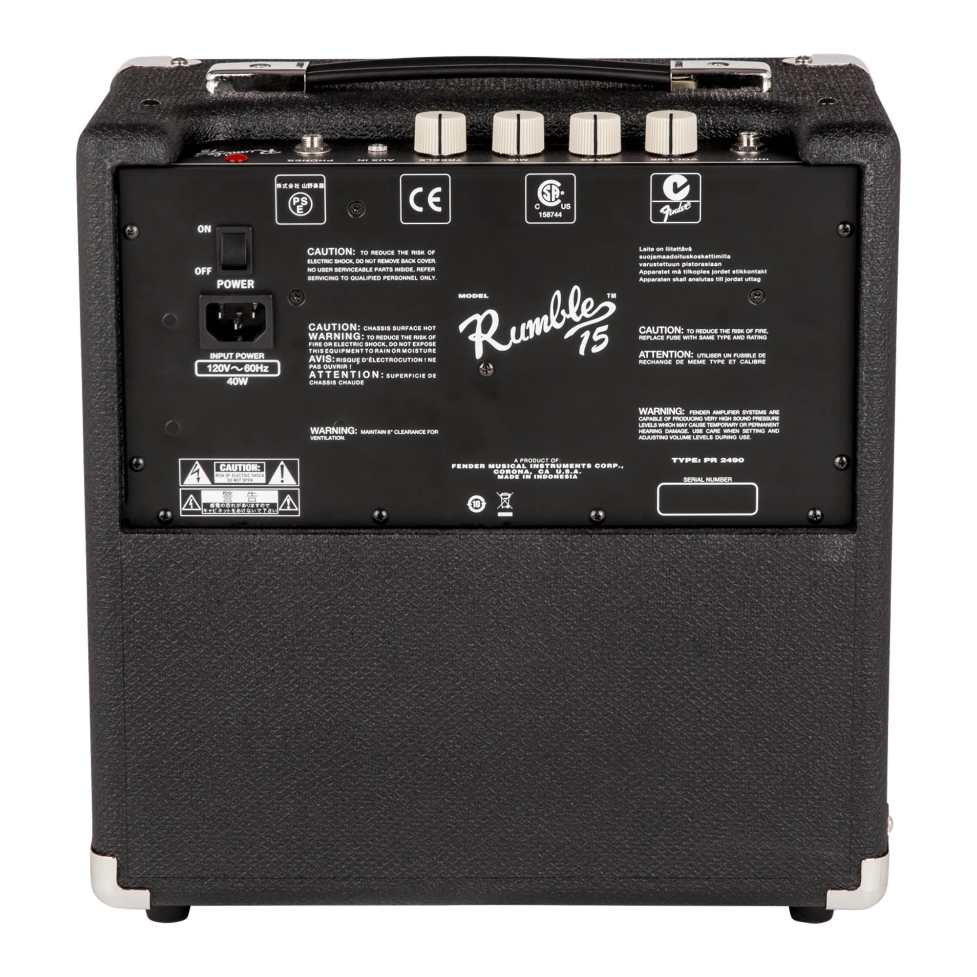 Fender Rumble 15 V3 Bass Combo Amplifier - 15W