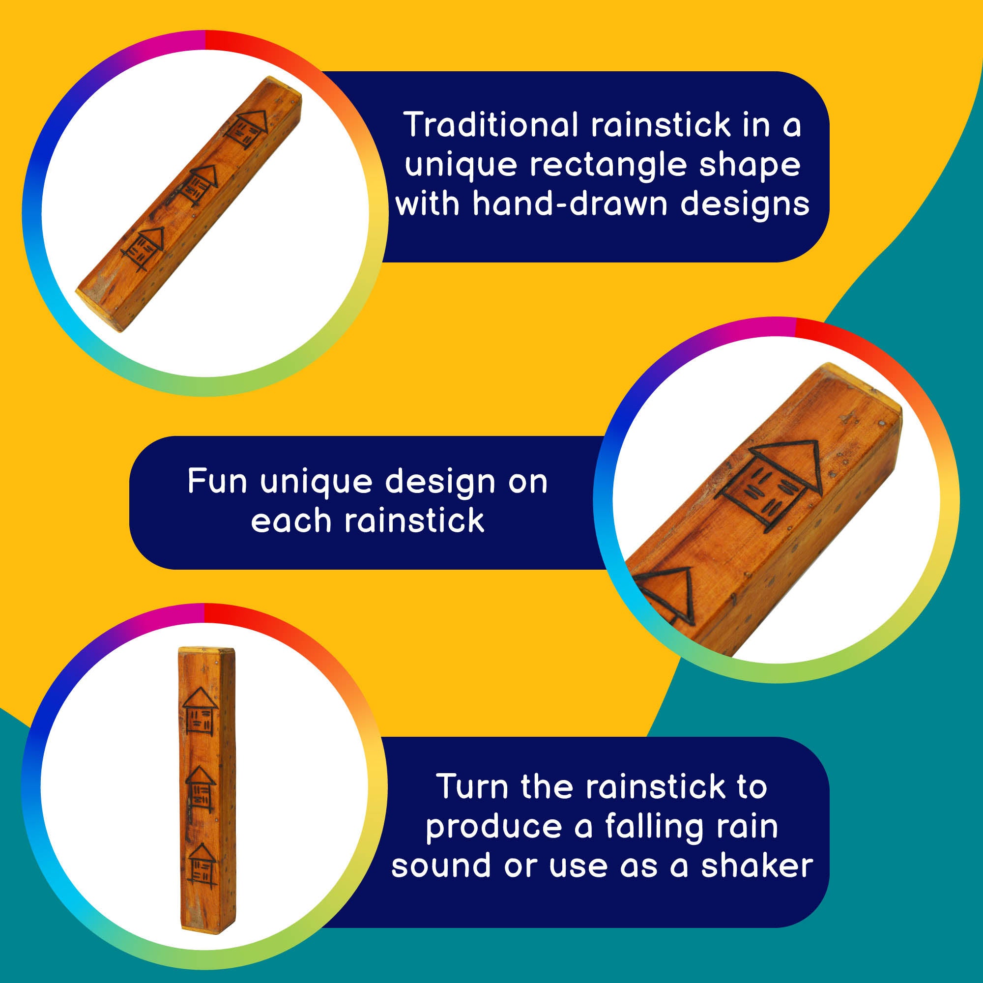 A-Star Rainstick Shaker Woodblock