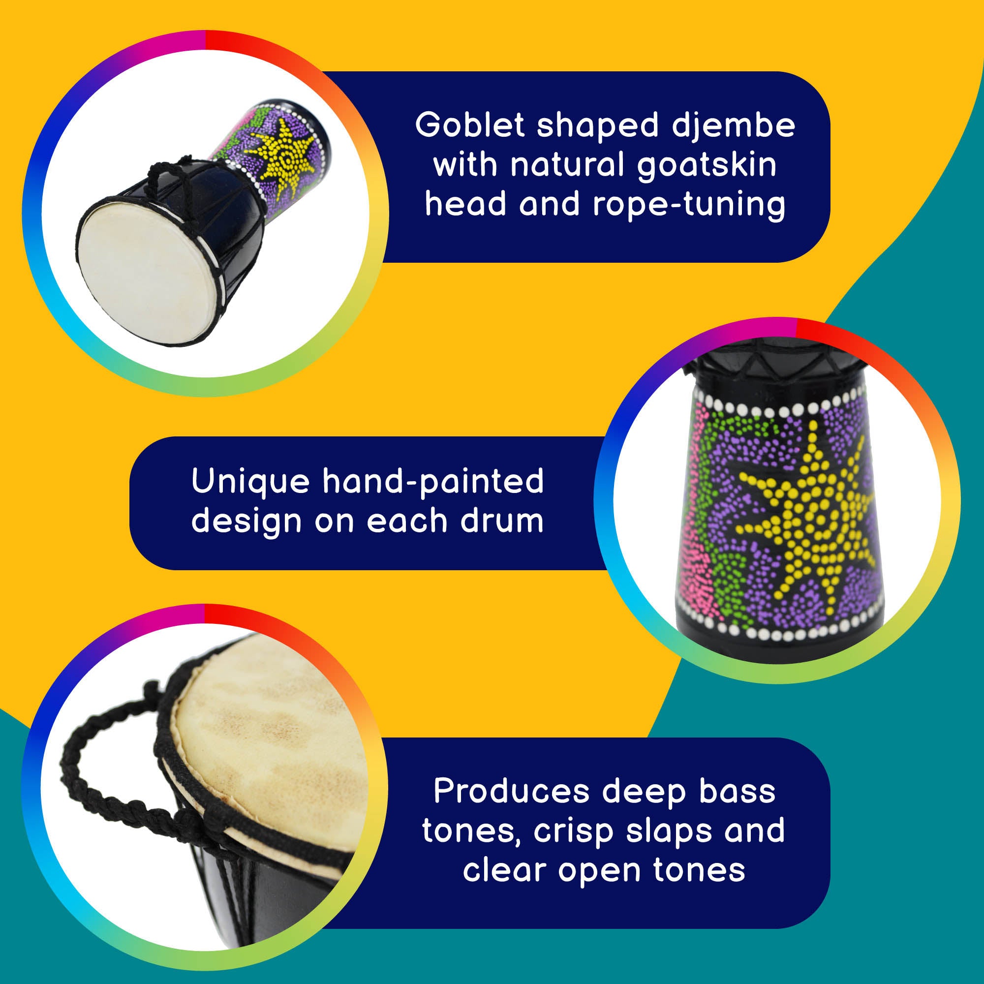 A-Star 5 inch Painted Djembe