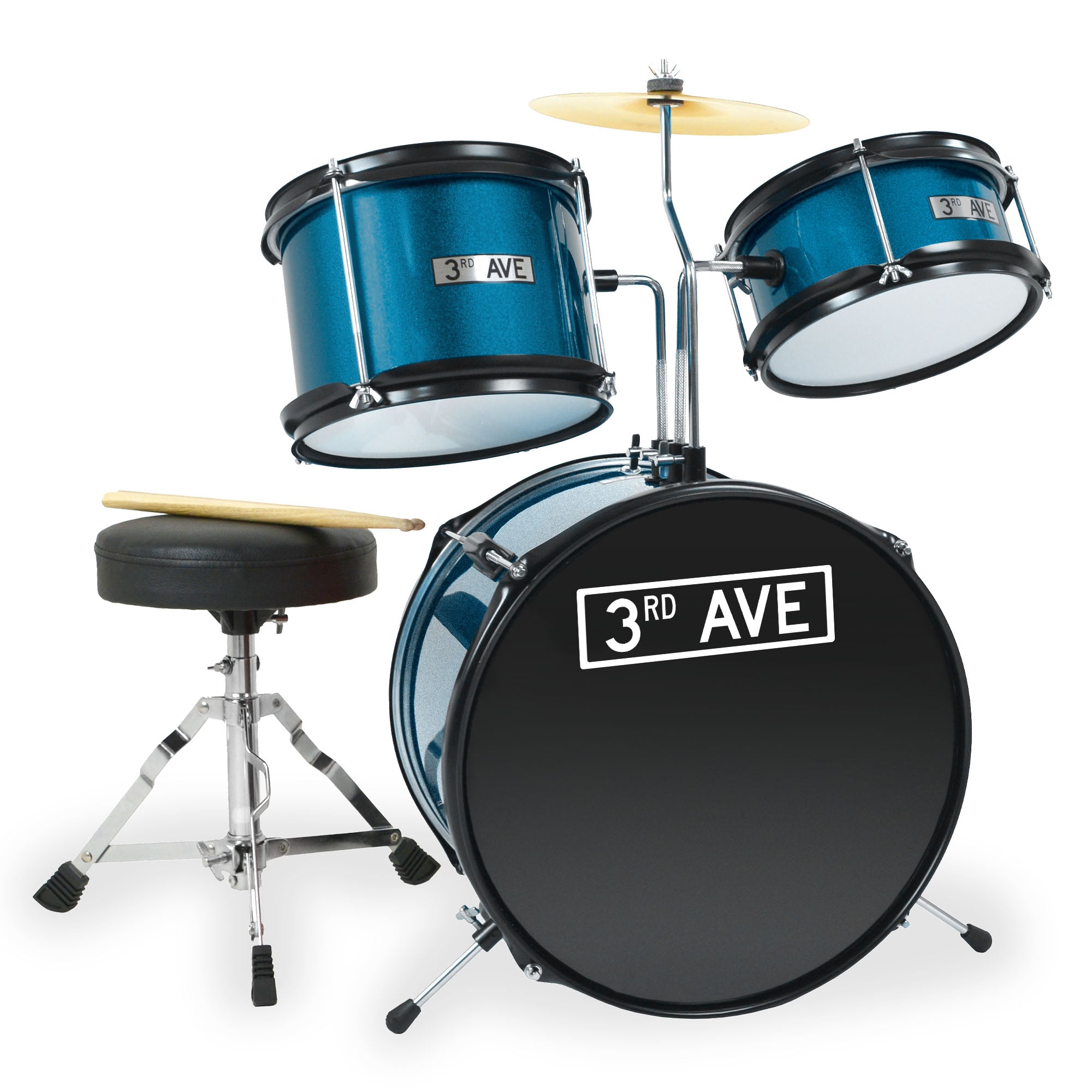 3rd Avenue 3 Piece Junior Drum Kit#colour_Blue