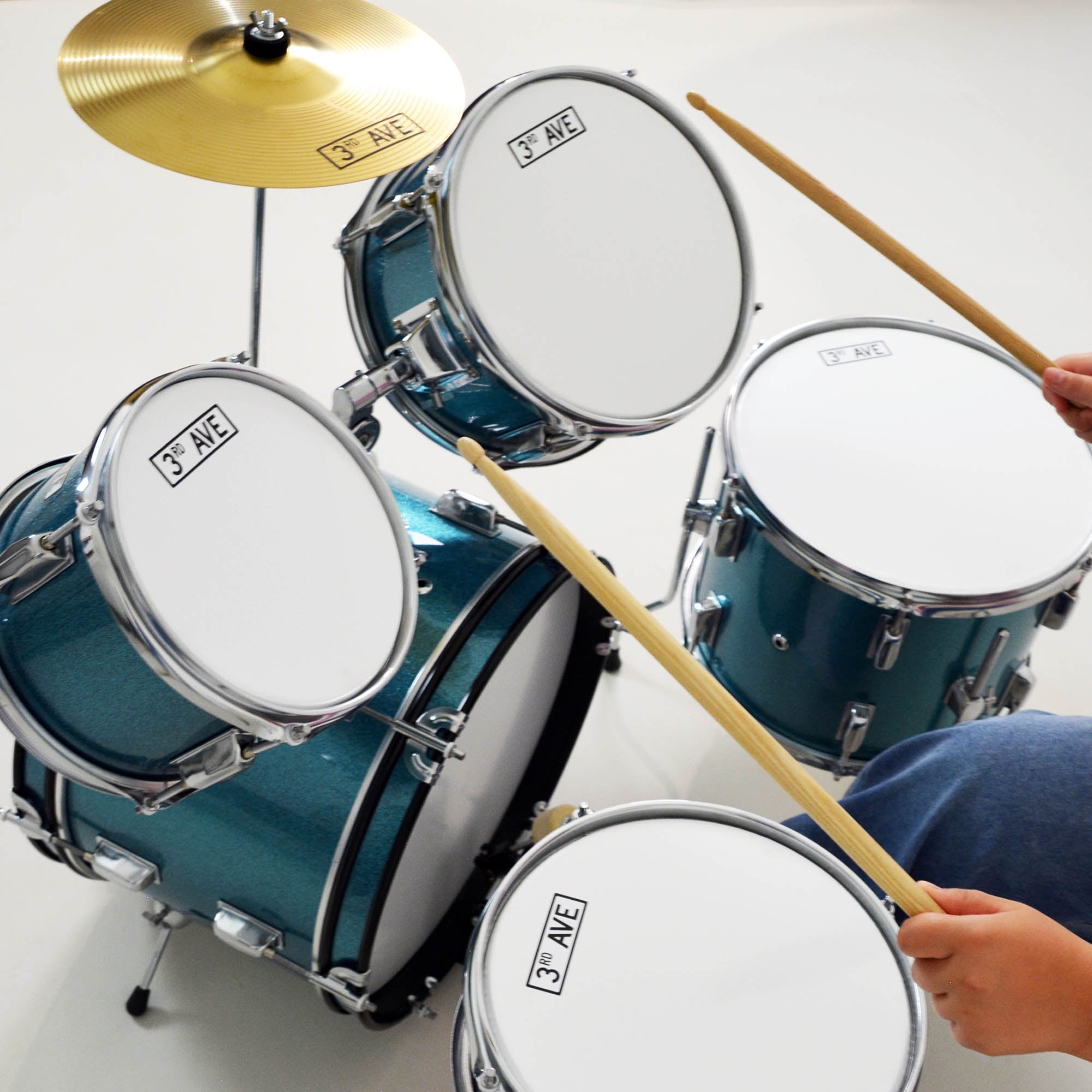 3rd Avenue 5 Piece Junior Drum Kit#Colour_Blue