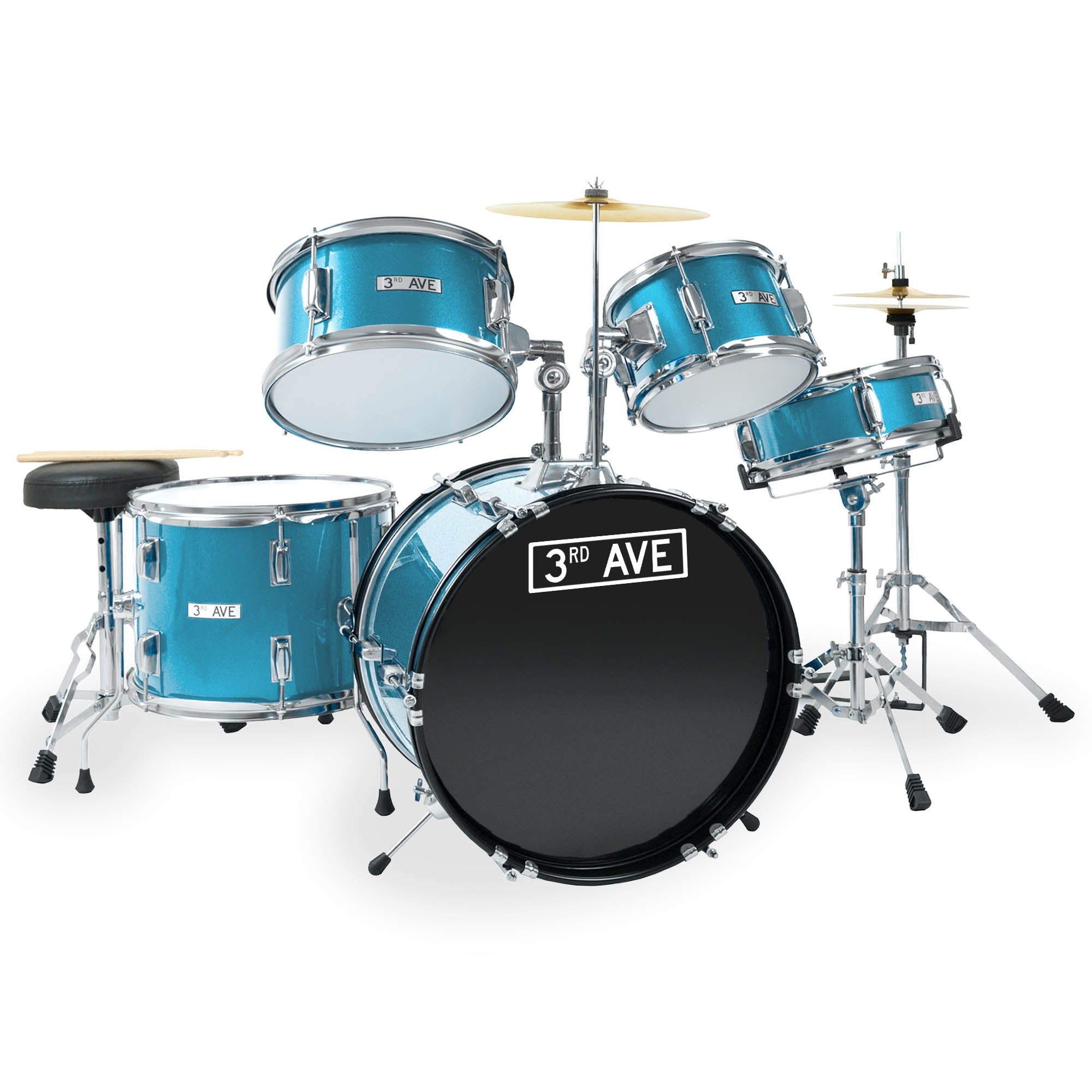 3rd Avenue 5 Piece Junior Drum Kit#Colour_Blue