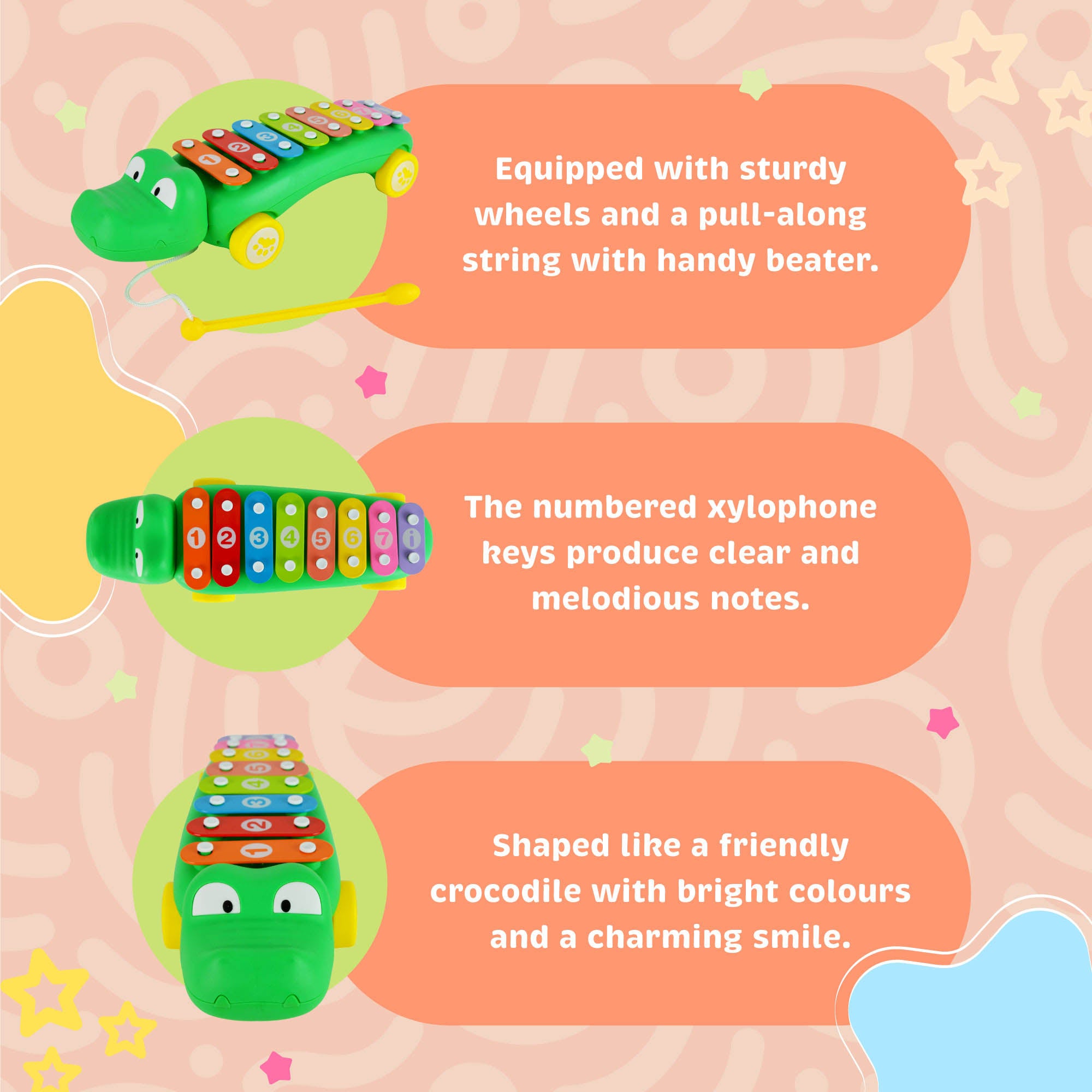 Little Star Crocodile Pull Along Xylophone