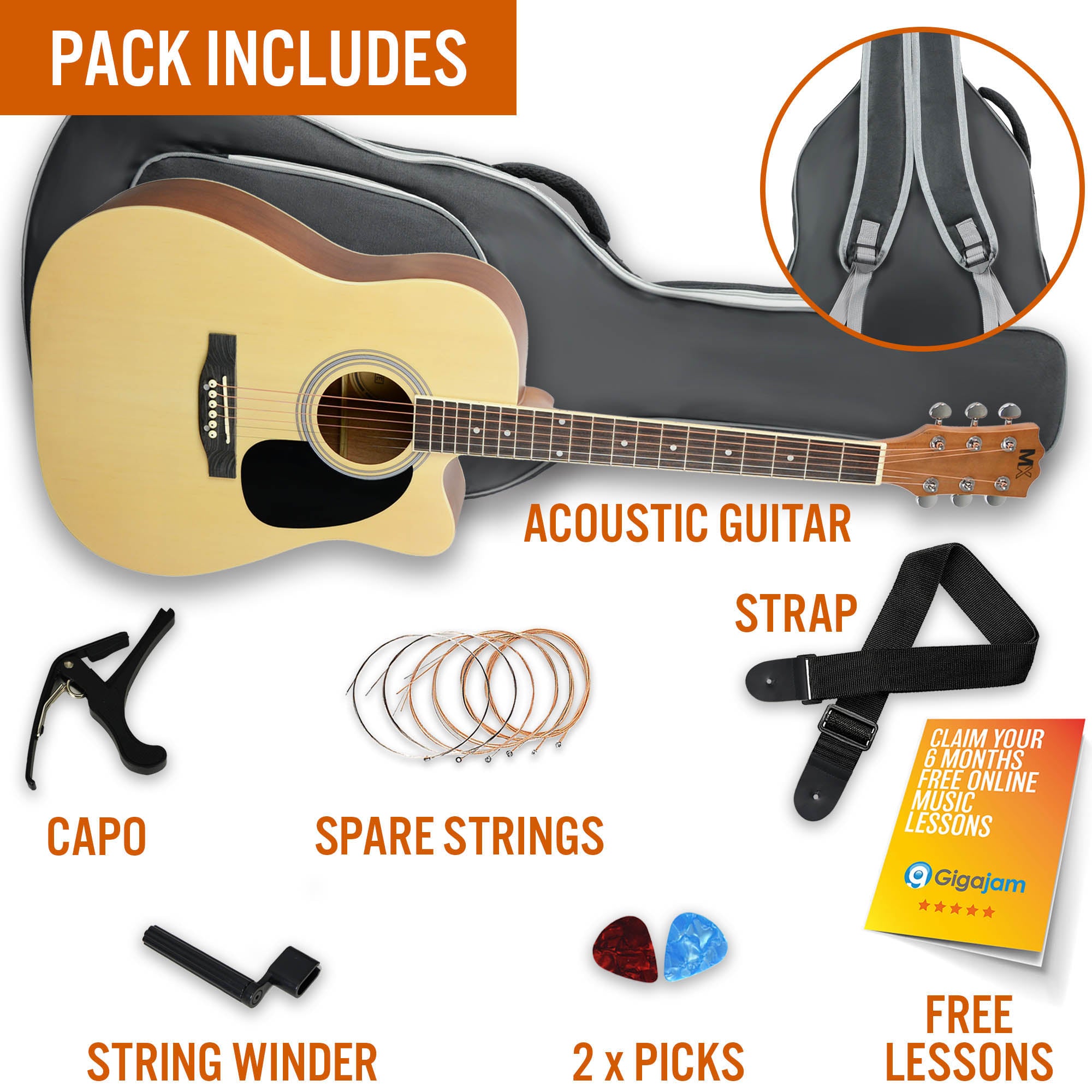 MX Cutaway Acoustic Guitar Pack#Colour_Natural
