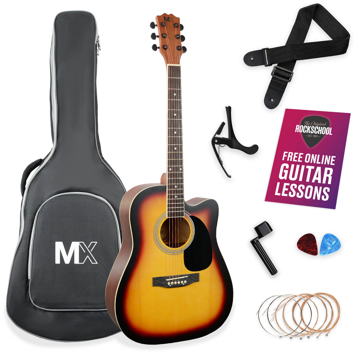 MX Cutaway Acoustic Guitar Pack#Colour_Sunburst