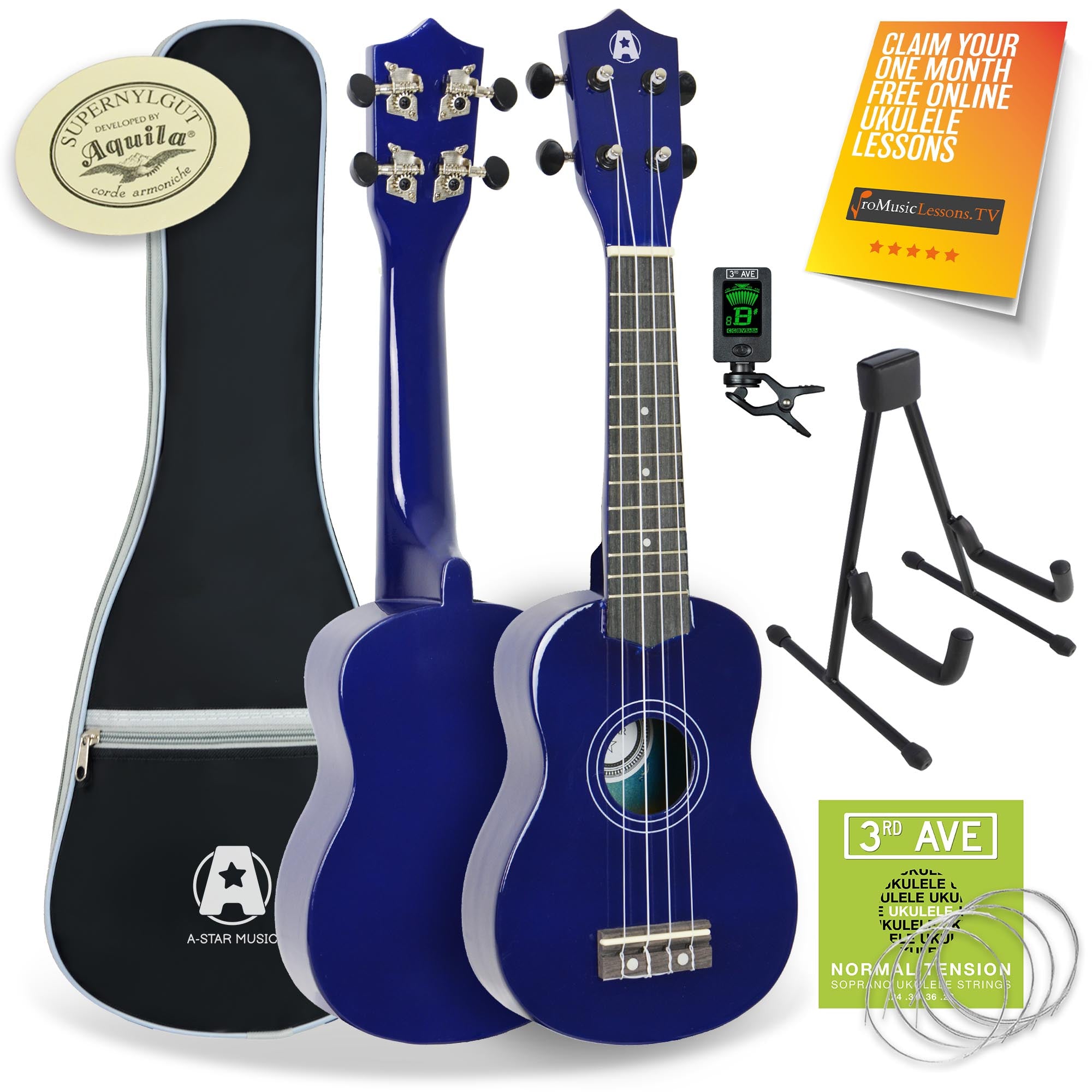 A-Star Ukulele Starter Pack Black Ukuleles#Colour_Blue