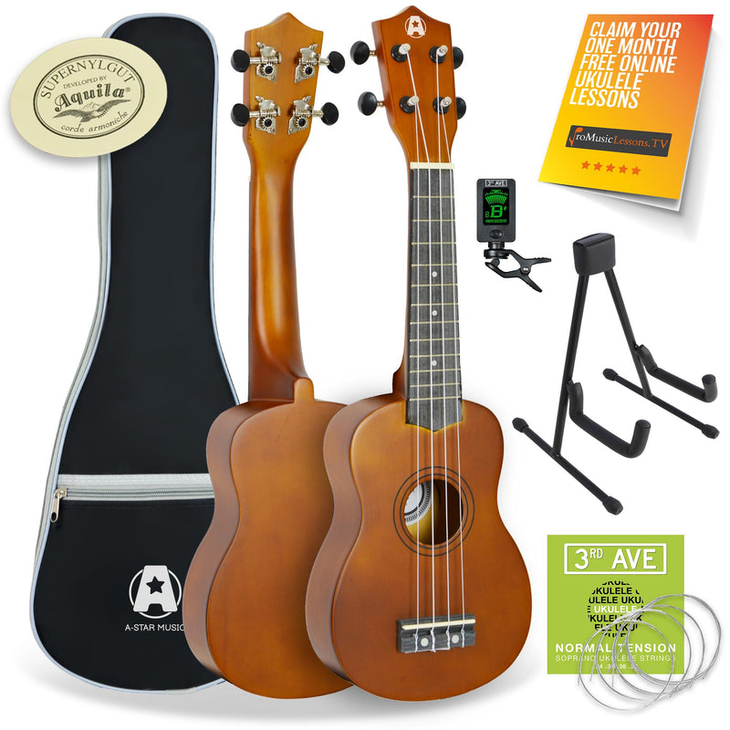 A-Star Ukulele Starter Pack Black Ukuleles