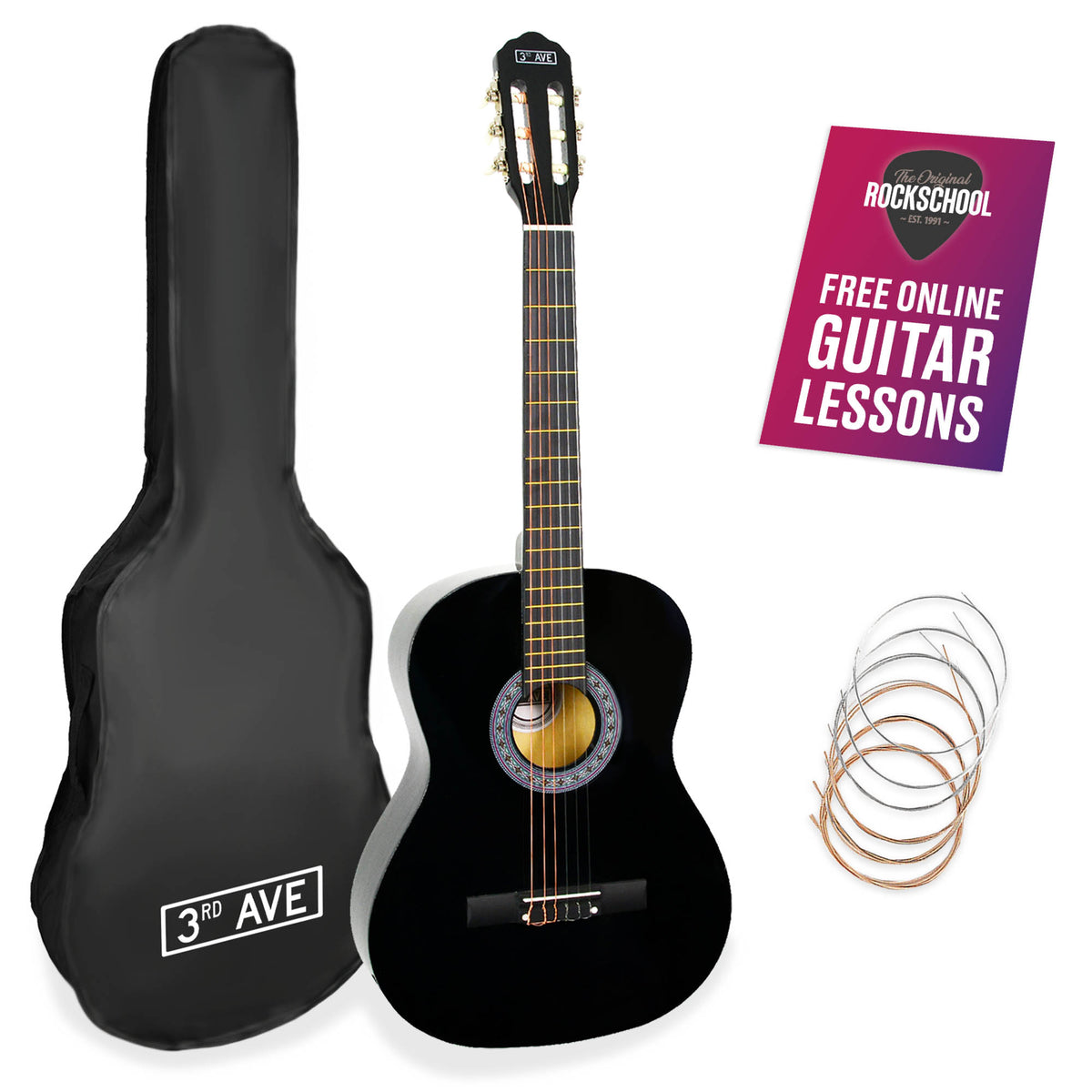 3rd Avenue 3/4 Size Classical Guitar Pack Black Classical Guitars#Colour_Black