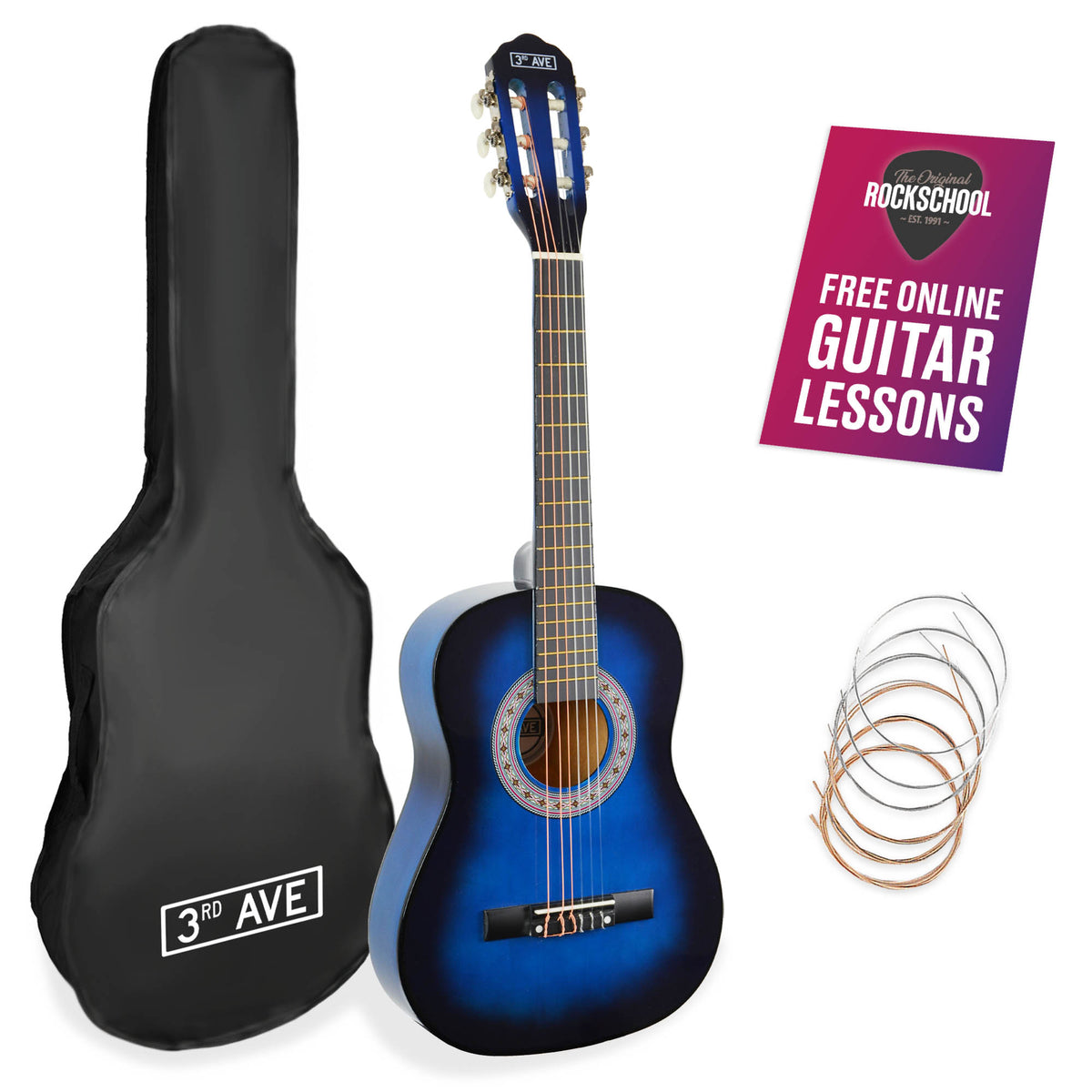 3rd Avenue 1/2 Size Classical Guitar Pack Blueburst Classical Guitars#Colour_Blueburst