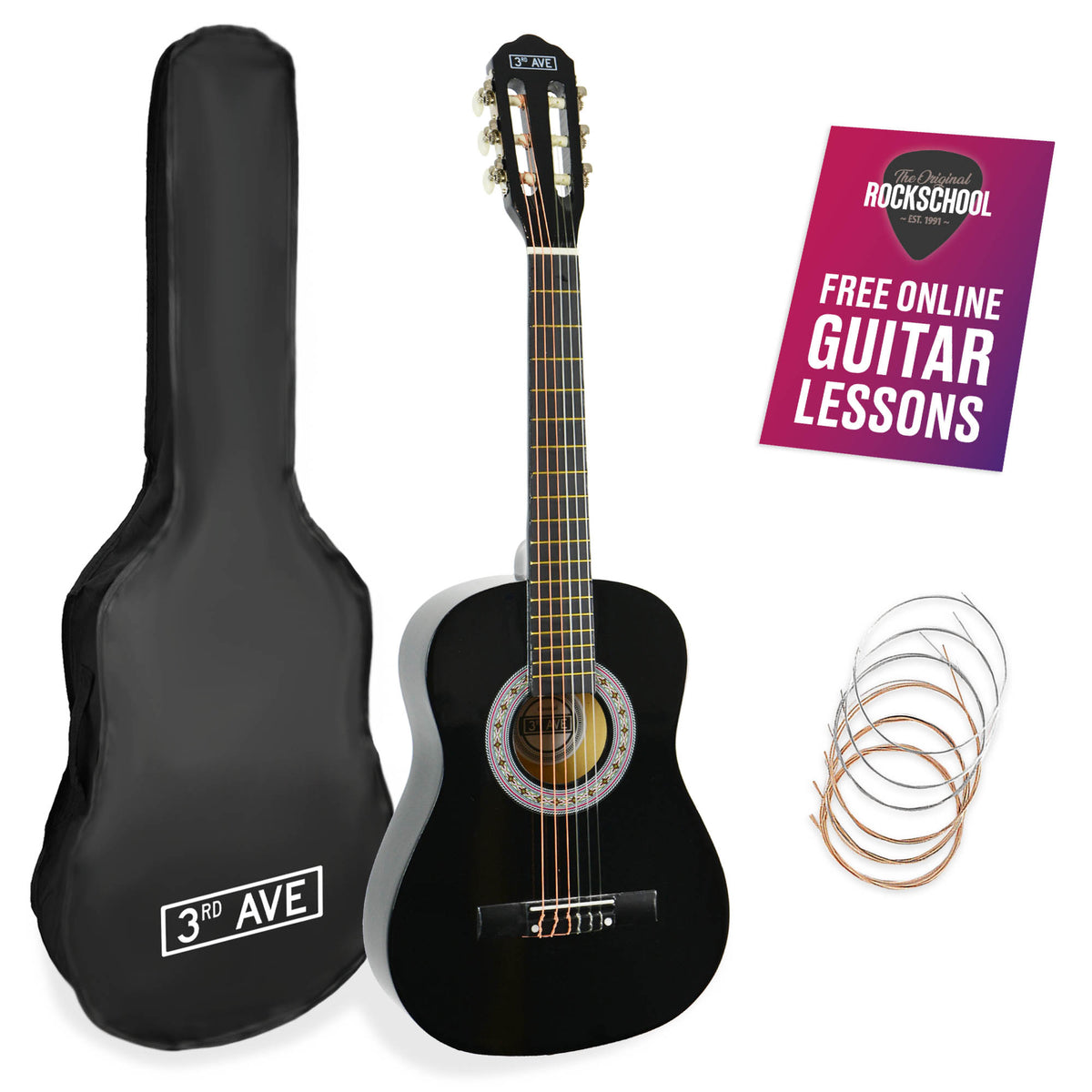 3rd Avenue 1/2 Size Classical Guitar Pack Black Classical Guitars#Colour_Black
