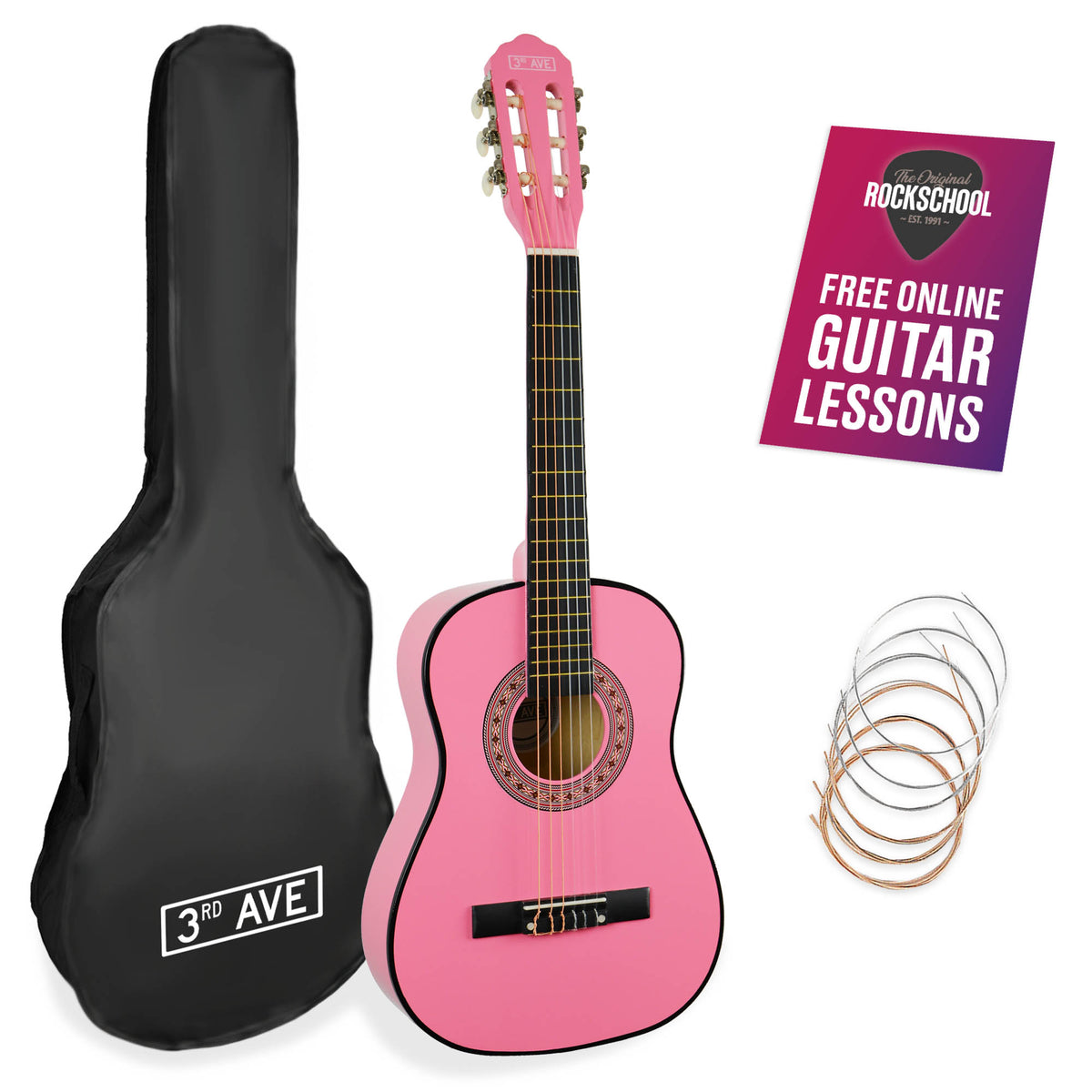 3rd Avenue 1/2 Size Classical Guitar Pack Pink Classical Guitars#Colour_Pink
